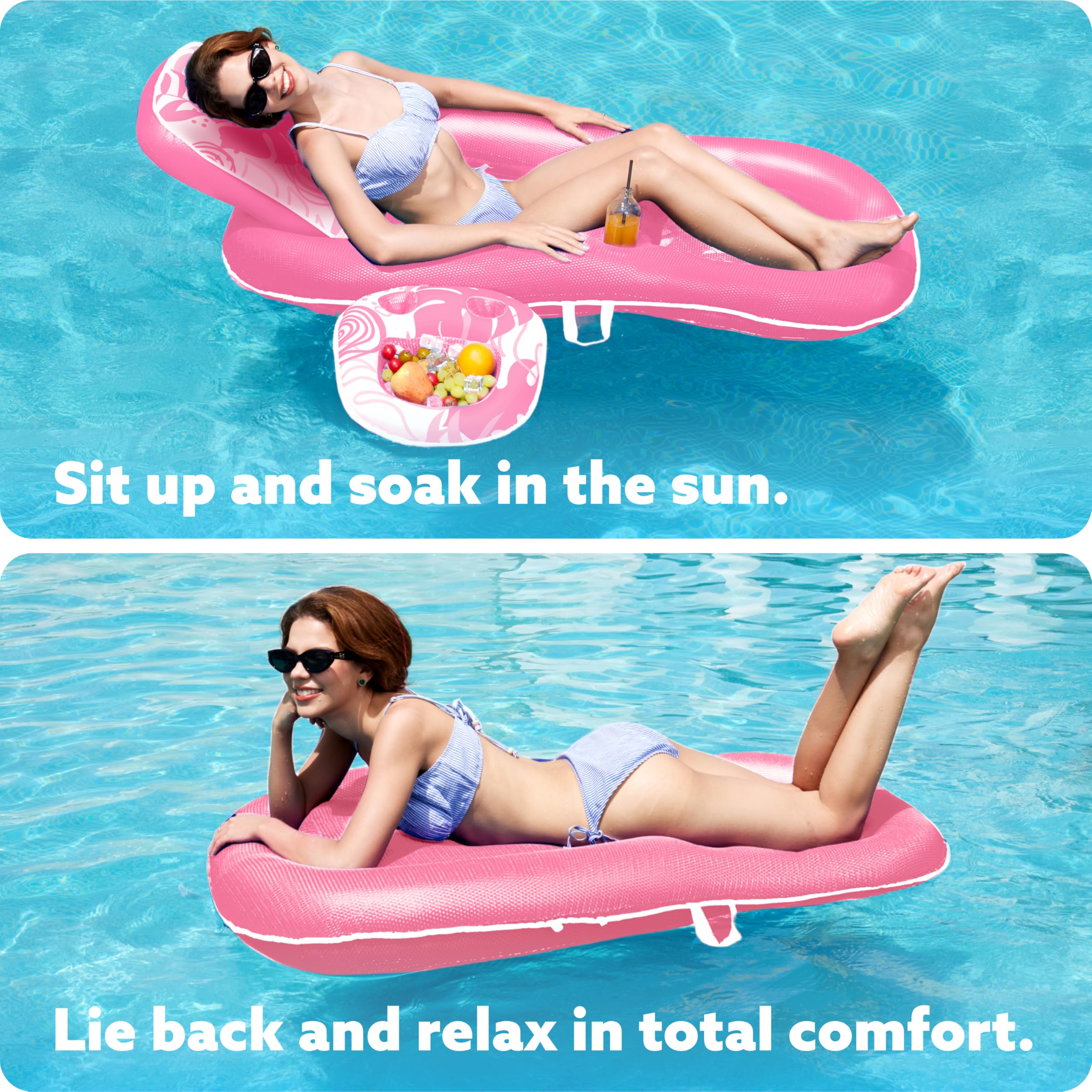 Foto 5 pulgar | Tumbona Para Piscina Sloosh 2 En 1 Para Adultos  Color Rosa Flotante - Venta Internacional.