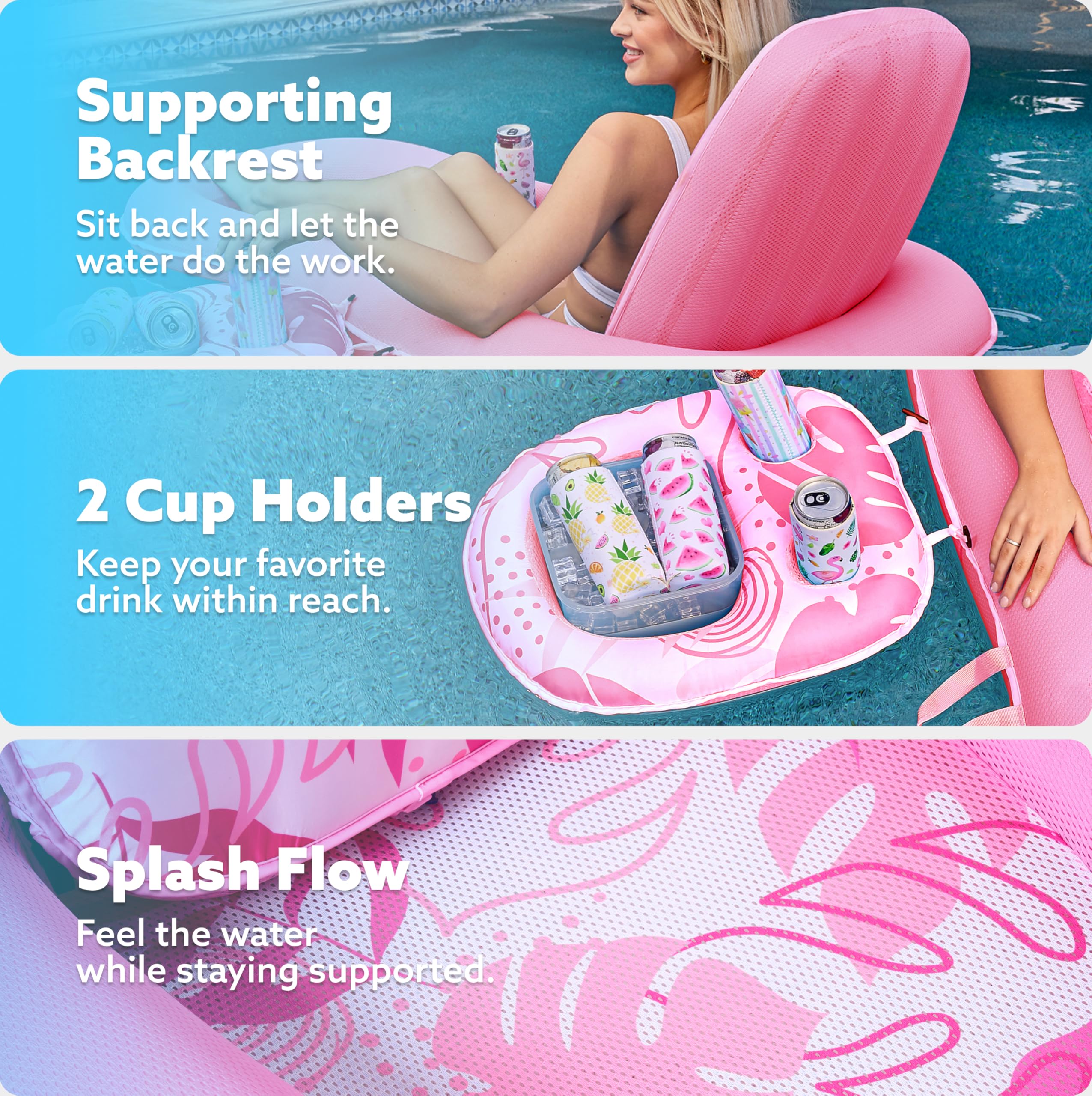 Foto 6 pulgar | Tumbona Para Piscina Sloosh 2 En 1 Para Adultos  Color Rosa Flotante - Venta Internacional.