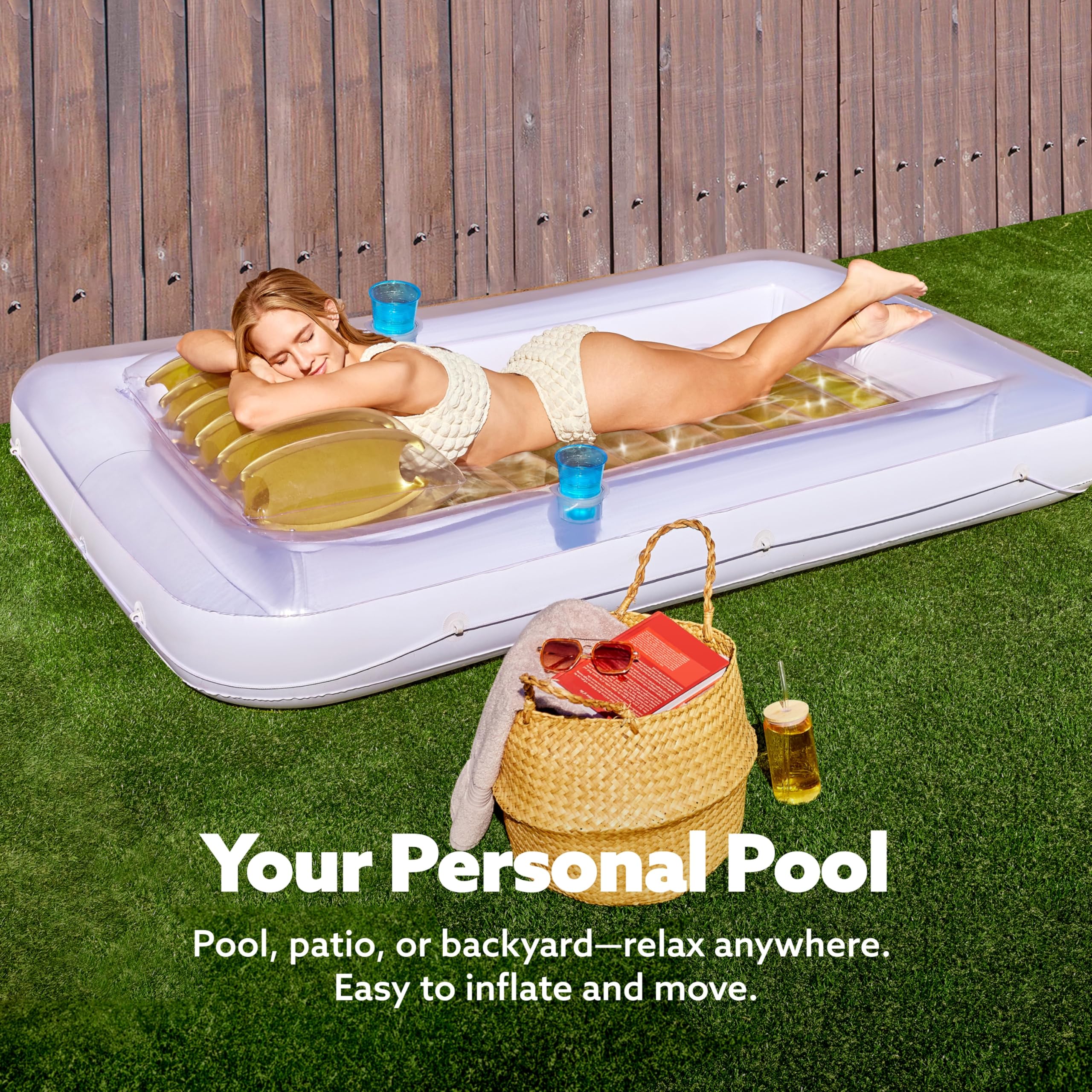 Foto 4 pulgar | Tumbona Hinchable Para Bronceado Float Sloosh Xl  Color Blanco Dorado - Venta Internacional.