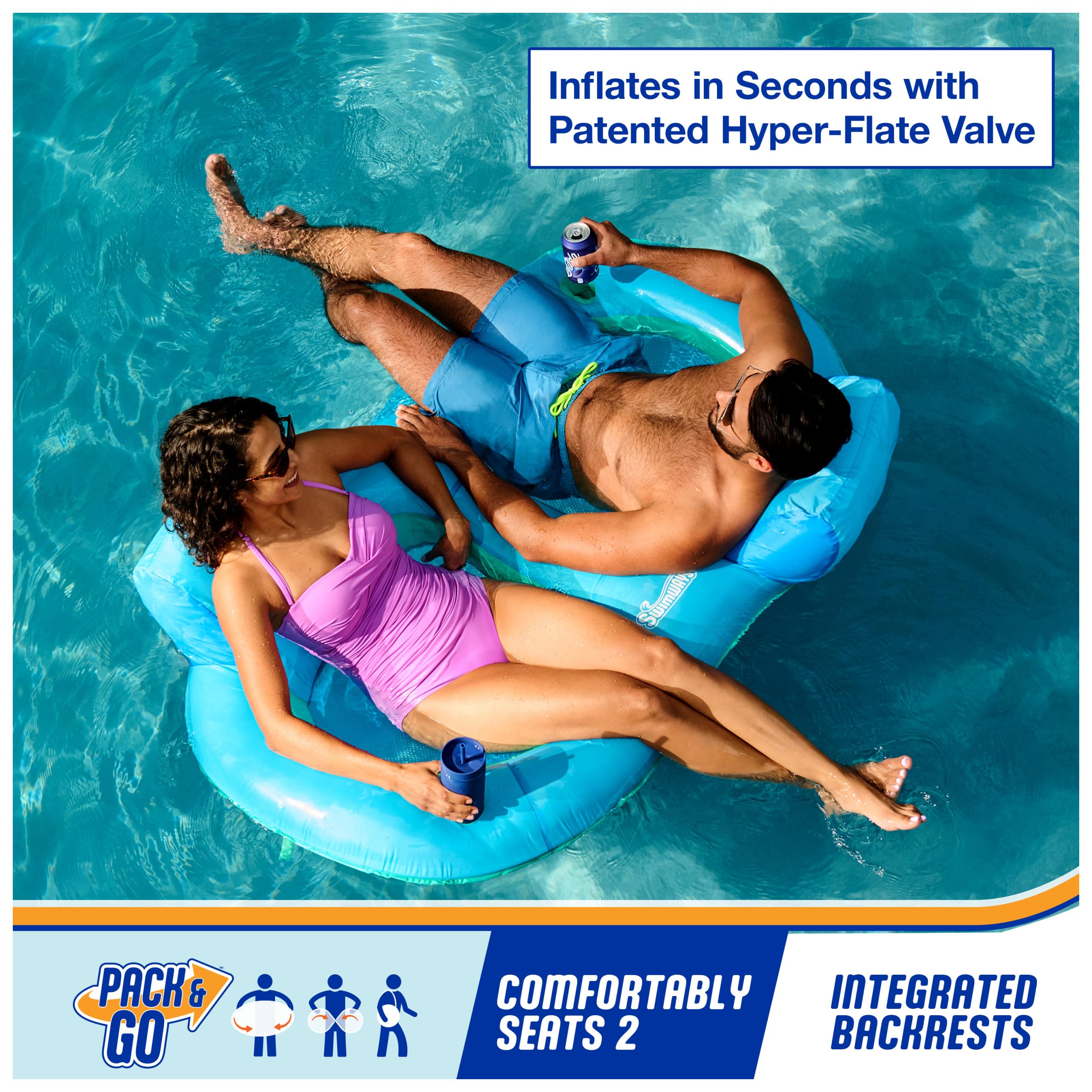 Foto 2 | Pool Float Swimways Spring Float Premium Duo Para 2 Adultos - Venta Internacional.