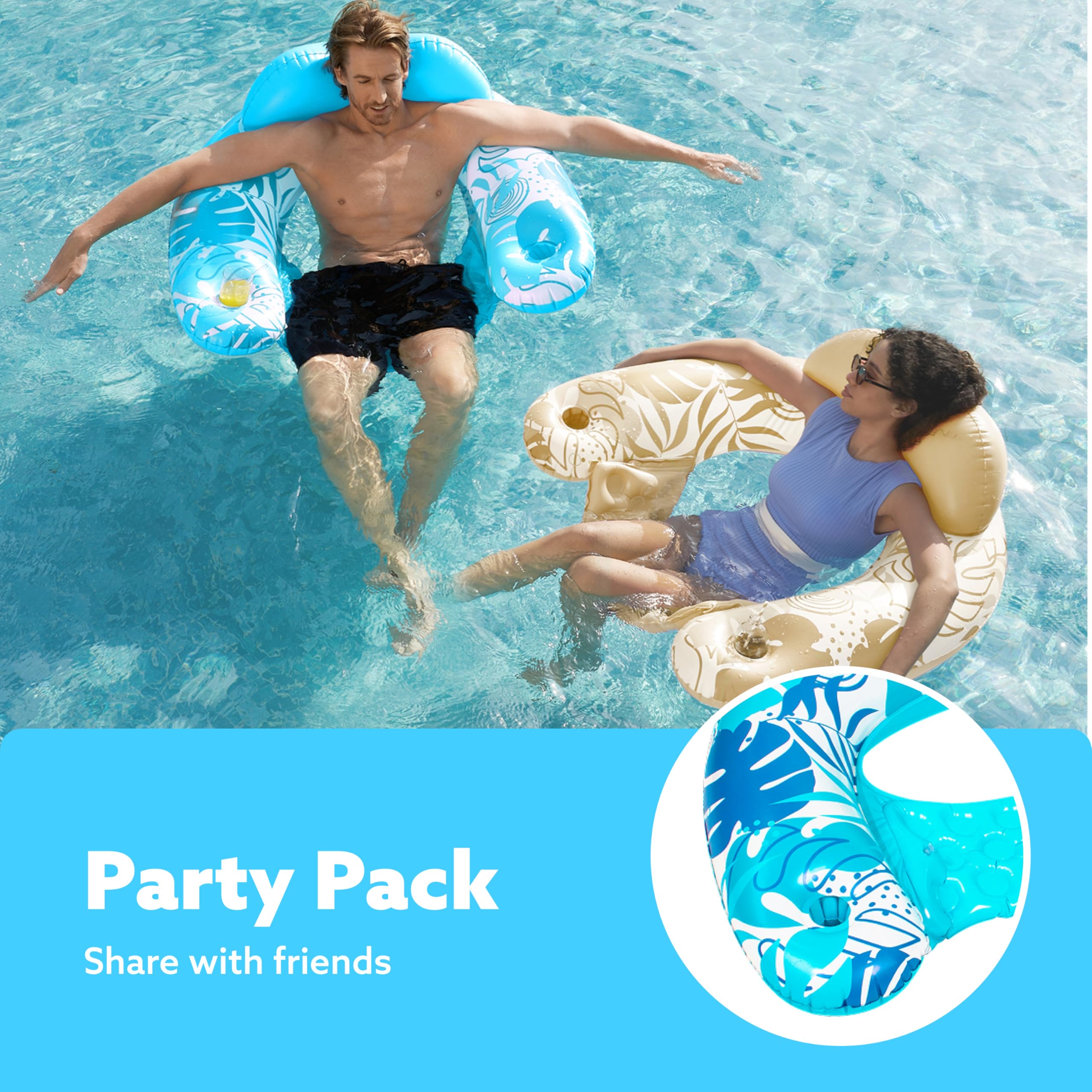 Foto 4 pulgar | Flotadores Inflables Para Piscina Sloosh Para Adultos  Paquete De 2 Con Portavasos - Venta Internacional.