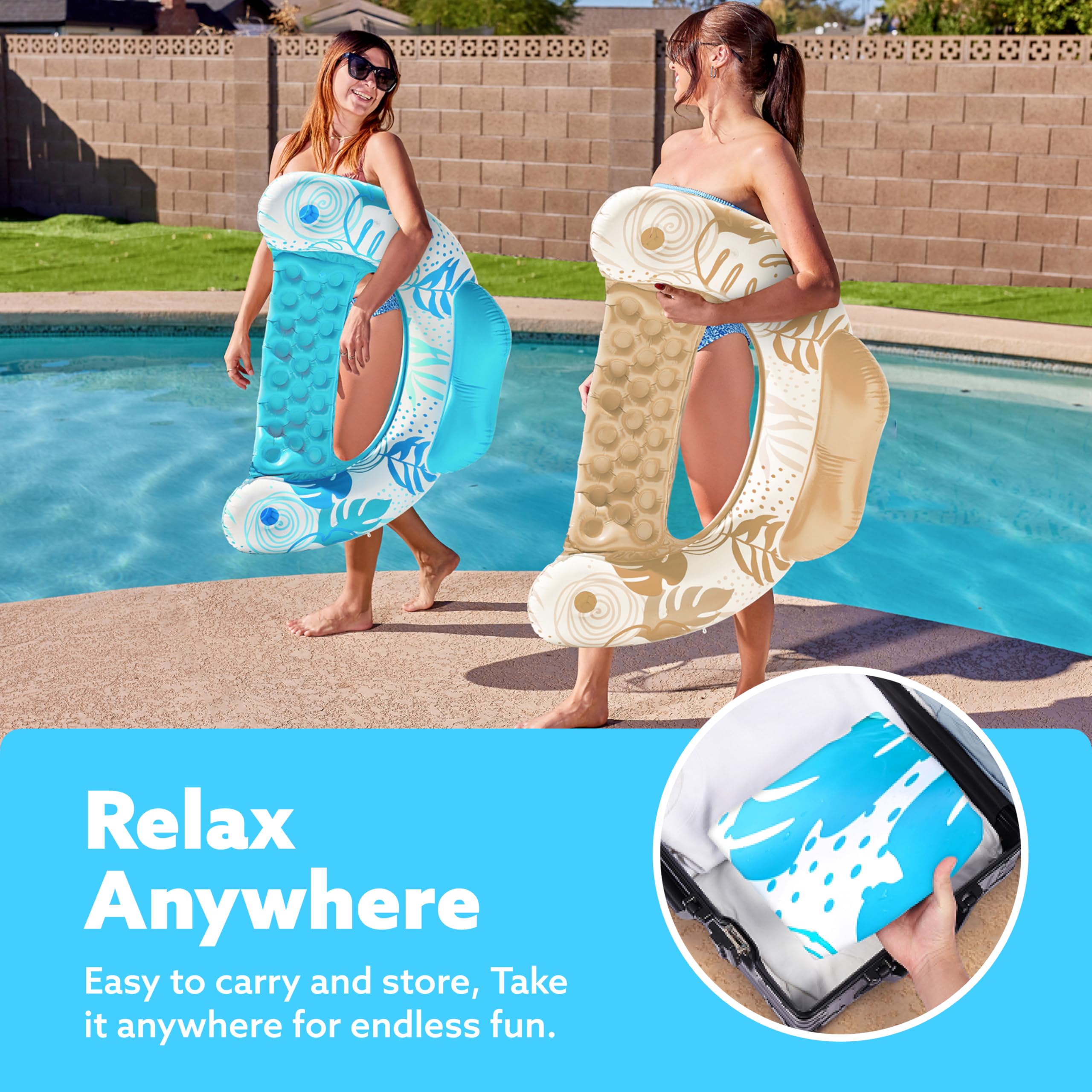 Foto 7 pulgar | Flotadores Inflables Para Piscina Sloosh Para Adultos  Paquete De 2 Con Portavasos - Venta Internacional.