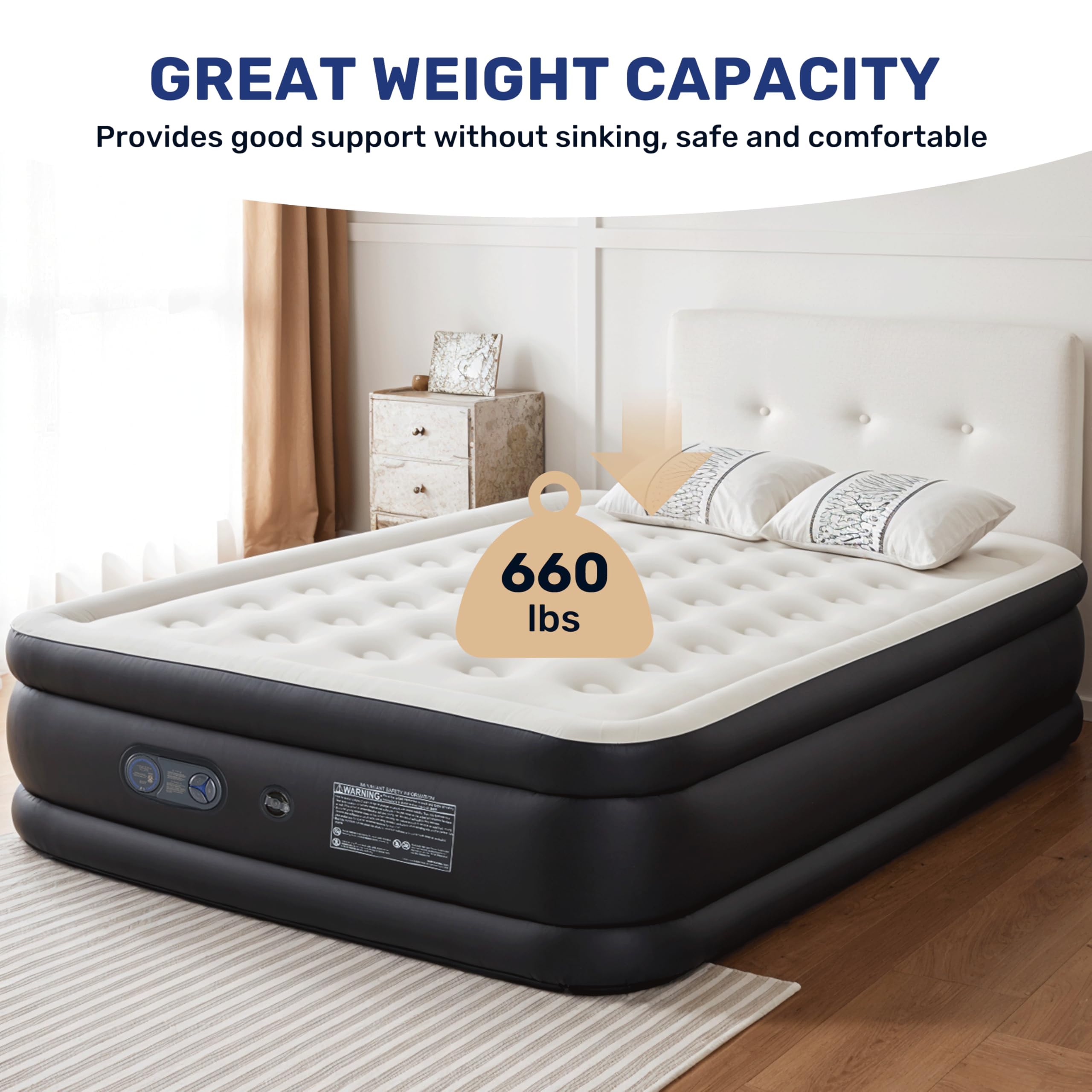 Foto 3 | Colchón Inflable Para Acampar Simple Deluxe Queen Con Bomba Eléctrica - Venta Internacional.