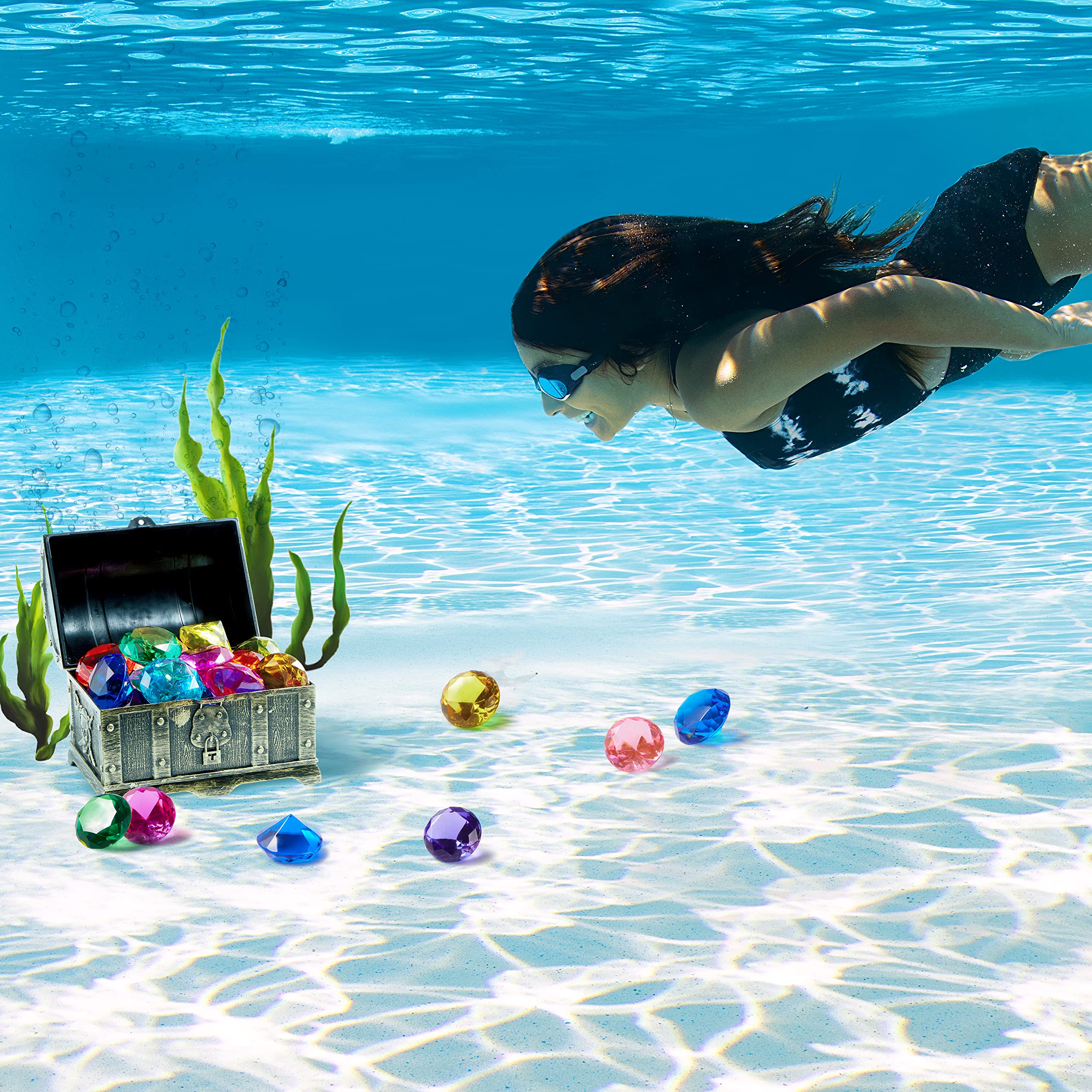 Foto 7 | Juguetes para Piscina Sloosh Diving Gems Sloosh 16 Diamantes con Cofre - Venta Internacional