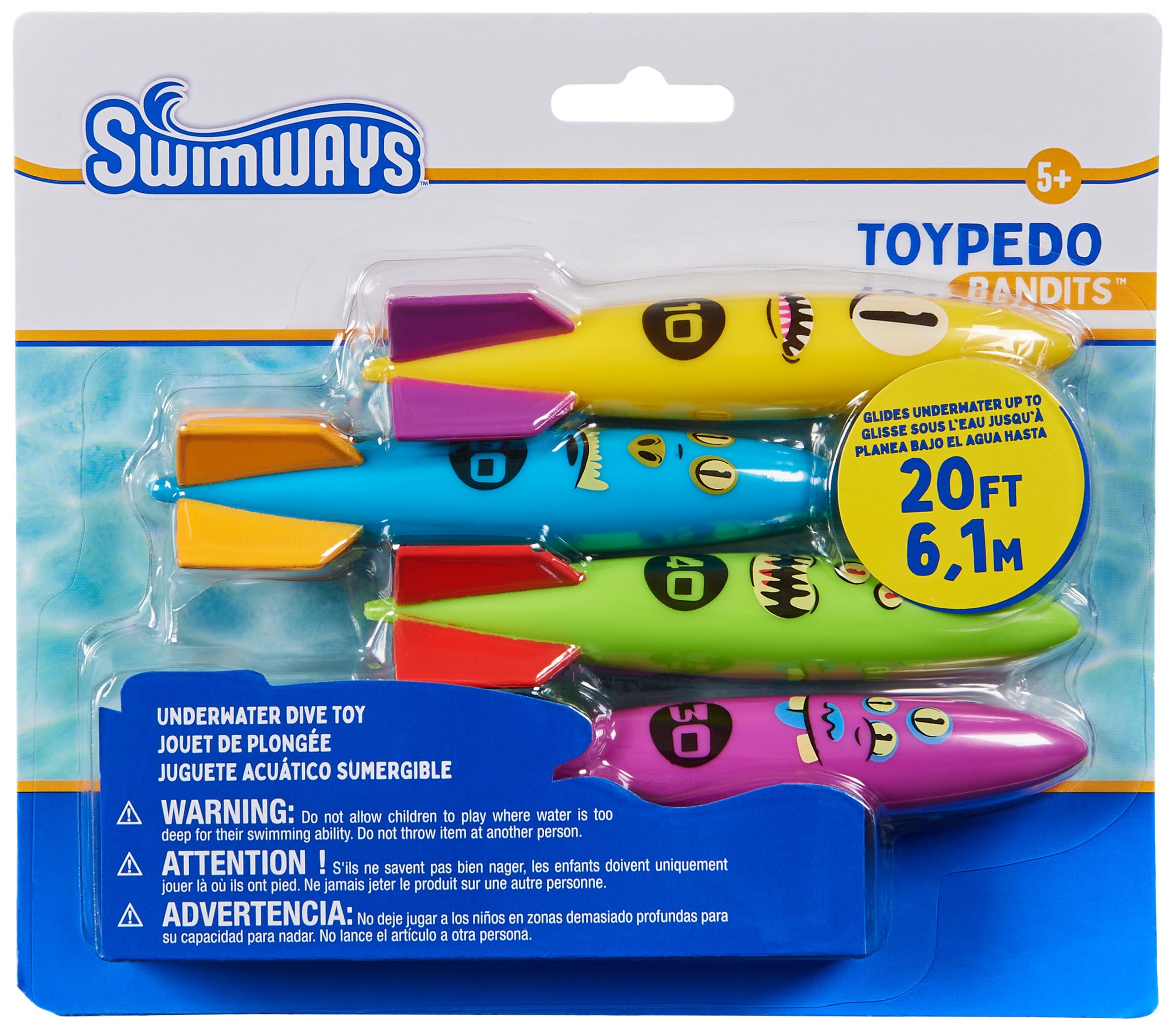 Foto 6 | Juguetes De Buceo En Piscina Swimways Toypedo Bandits, Paquete De 4 - Venta Internacional.