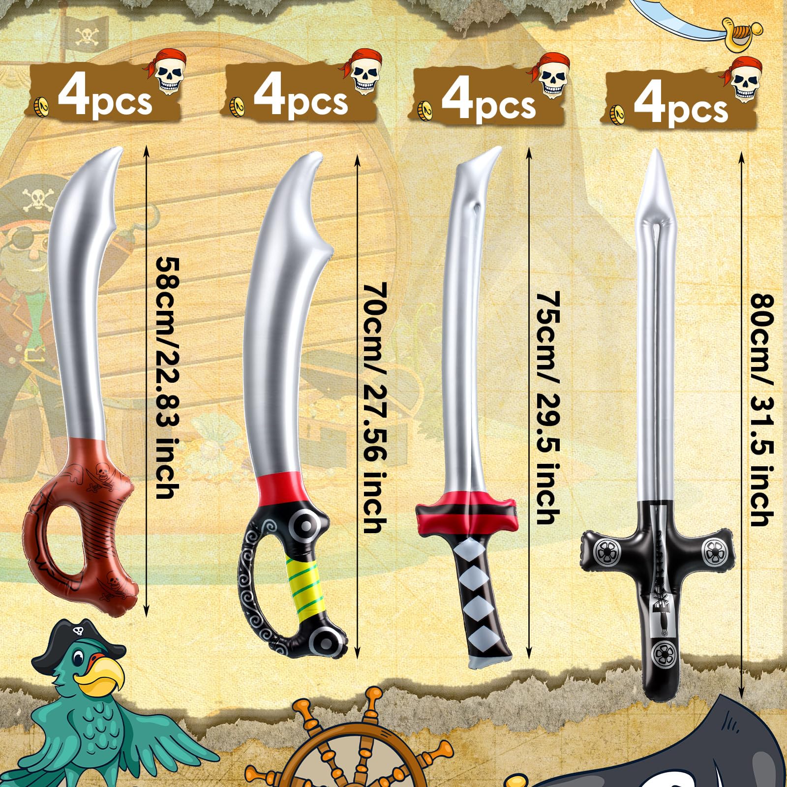 Foto 3 pulgar | Set de Espadas Inflables de Piratas Sratte 16 Unidades - Venta Internacional