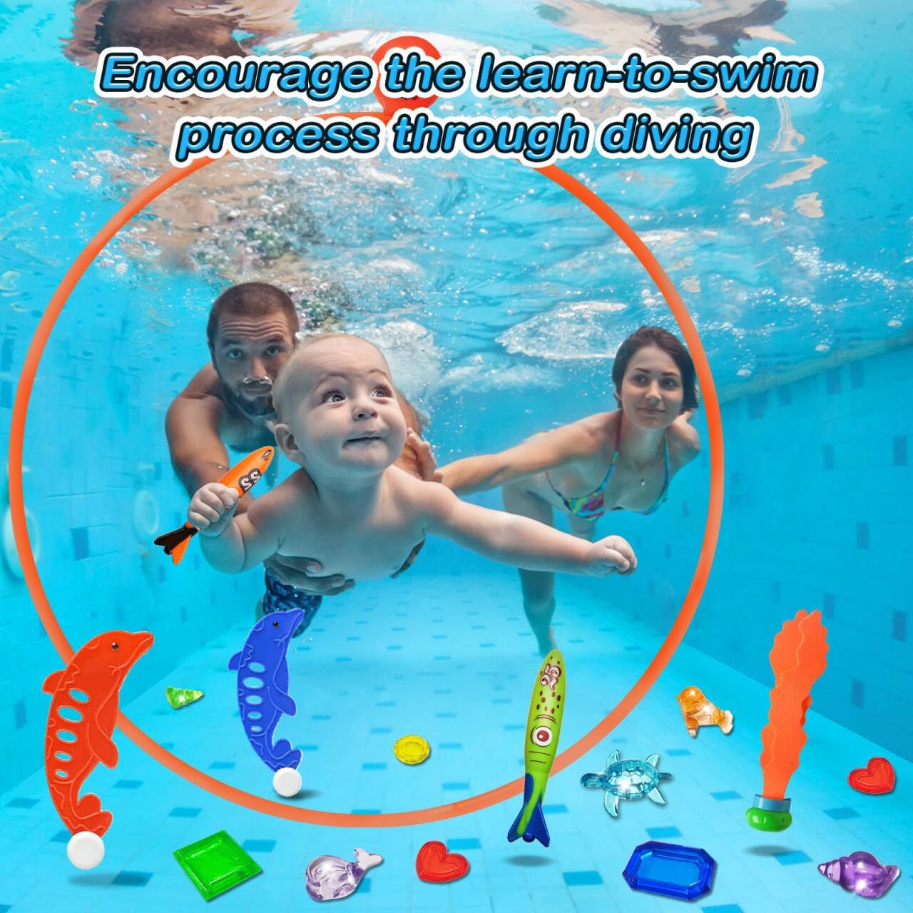 Foto 5 pulgar | Anillos De Buceo Pool Toys Jasonwell Swim Thru, 28 Unidades, Para Niños - Venta Internacional.