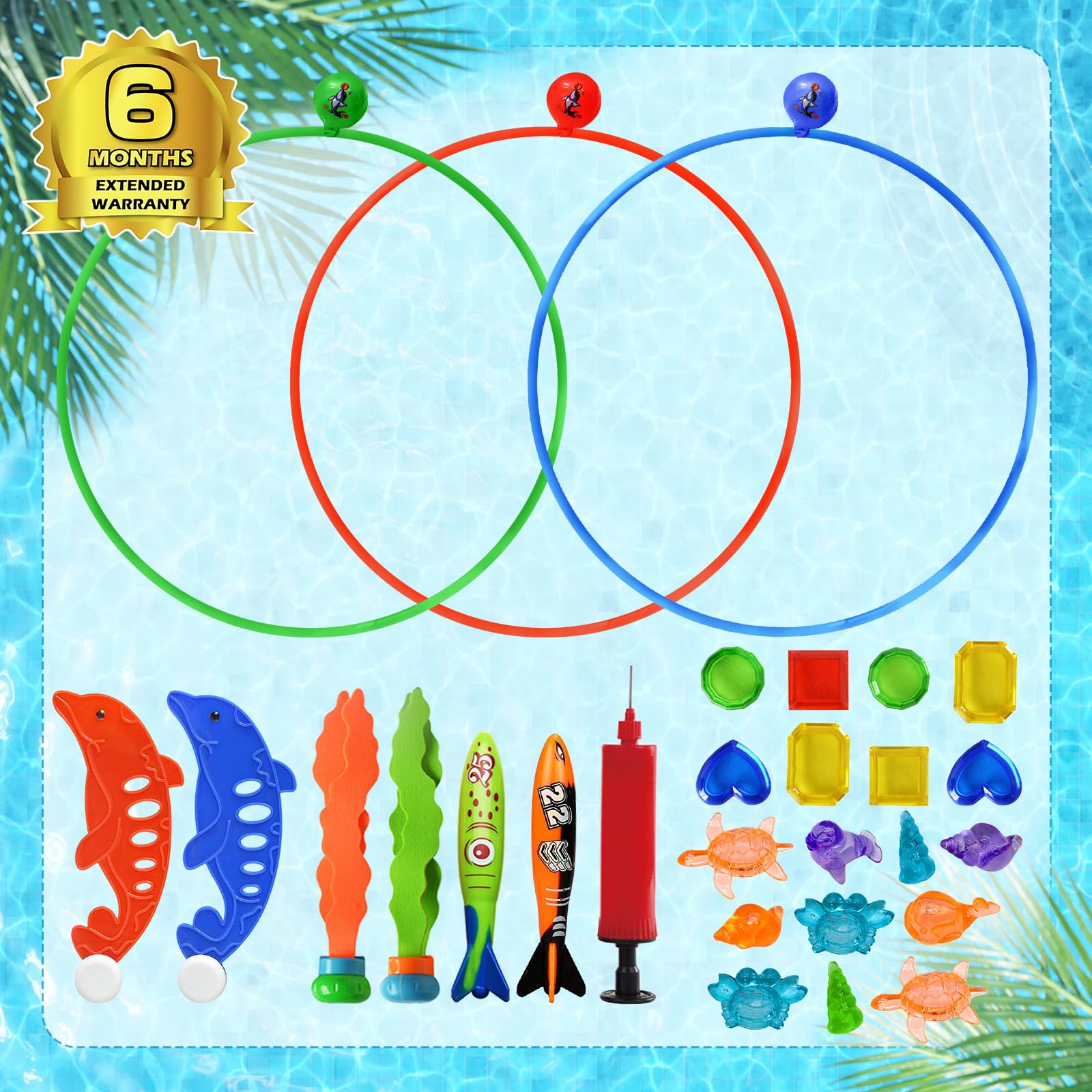 Foto 8 pulgar | Anillos De Buceo Pool Toys Jasonwell Swim Thru, 28 Unidades, Para Niños - Venta Internacional.