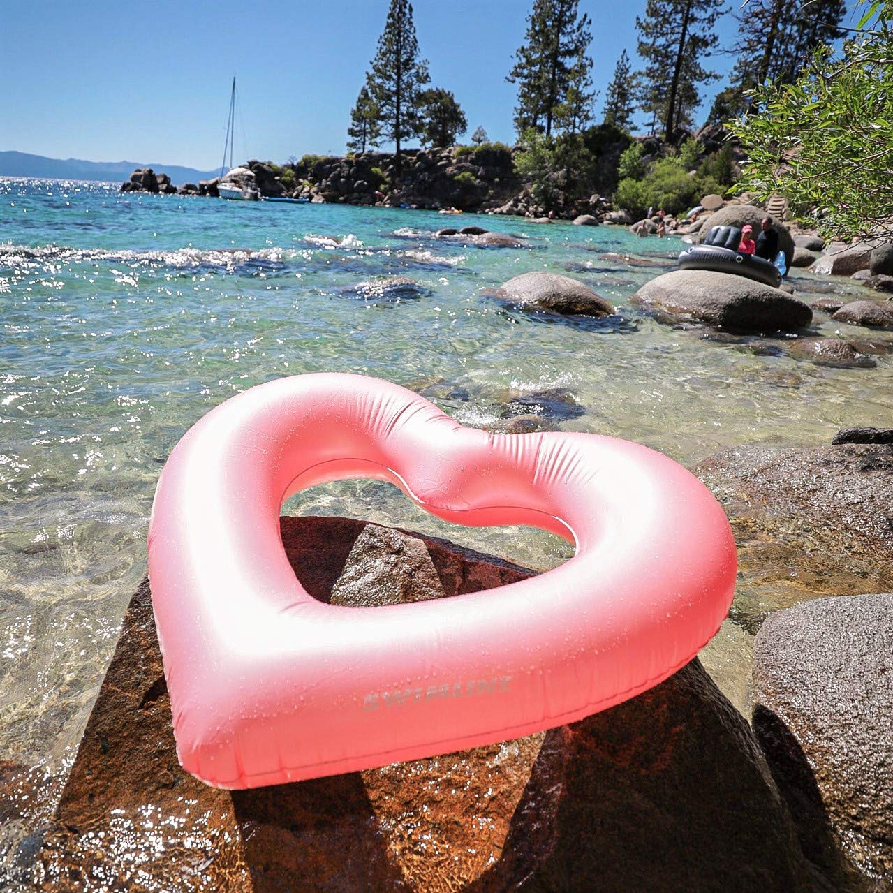 Foto 3 pulgar | Anillo Inflable Para Piscina Swimline Con Forma De Corazón Metálico, 127 X 114 X 28 Cm - Venta Internacional.