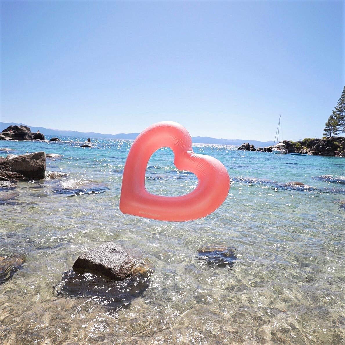 Foto 5 pulgar | Anillo Inflable Para Piscina Swimline Con Forma De Corazón Metálico, 127 X 114 X 28 Cm - Venta Internacional.