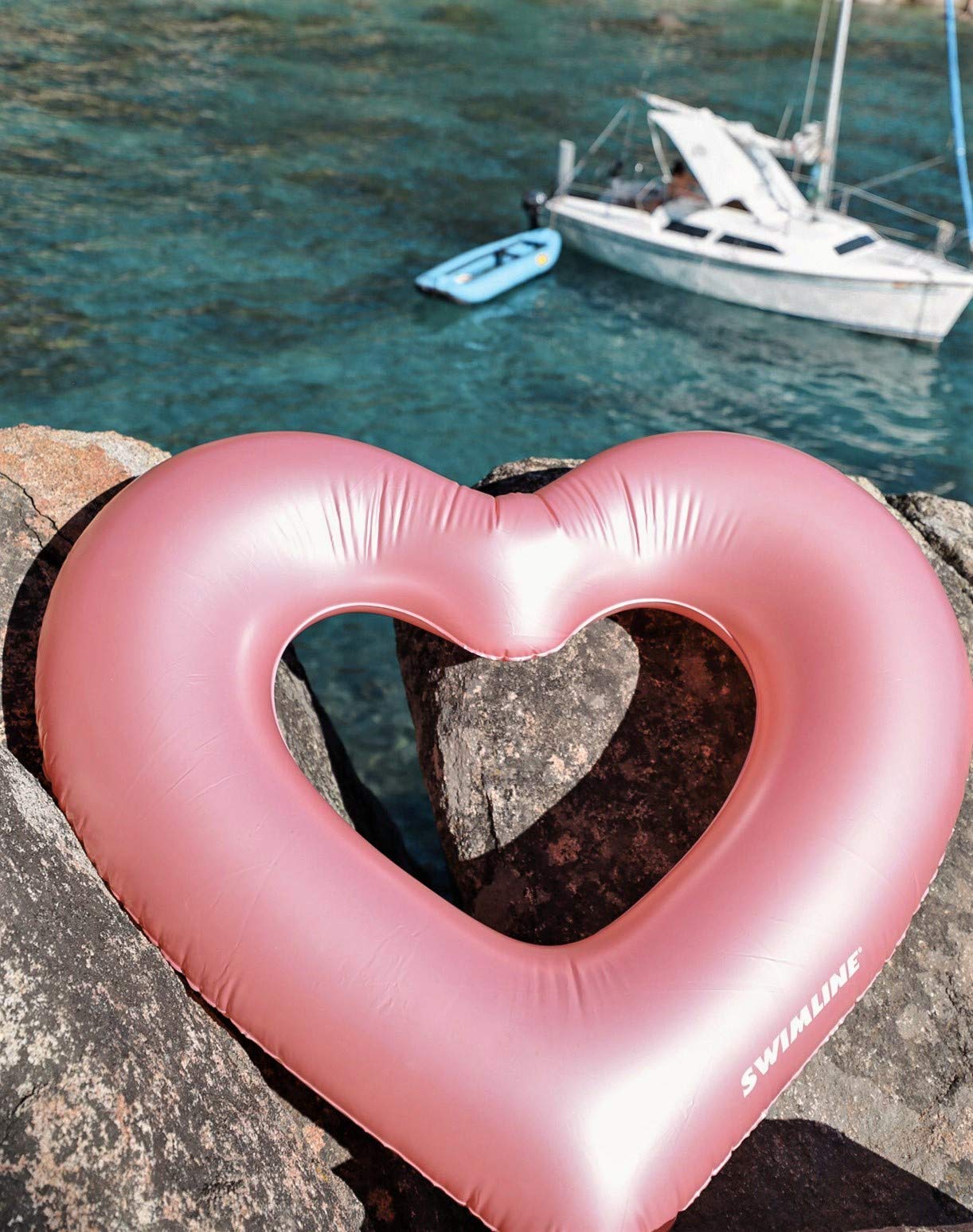 Foto 8 pulgar | Anillo Inflable Para Piscina Swimline Con Forma De Corazón Metálico, 127 X 114 X 28 Cm - Venta Internacional.