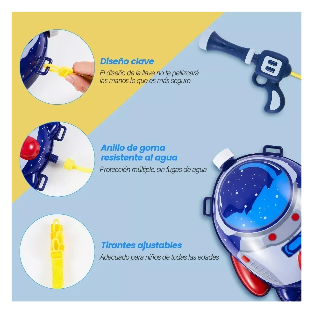 Foto 4 pulgar | Lanzador de Agua tipo Mochila Belug para Niños Nave Espacial Azul