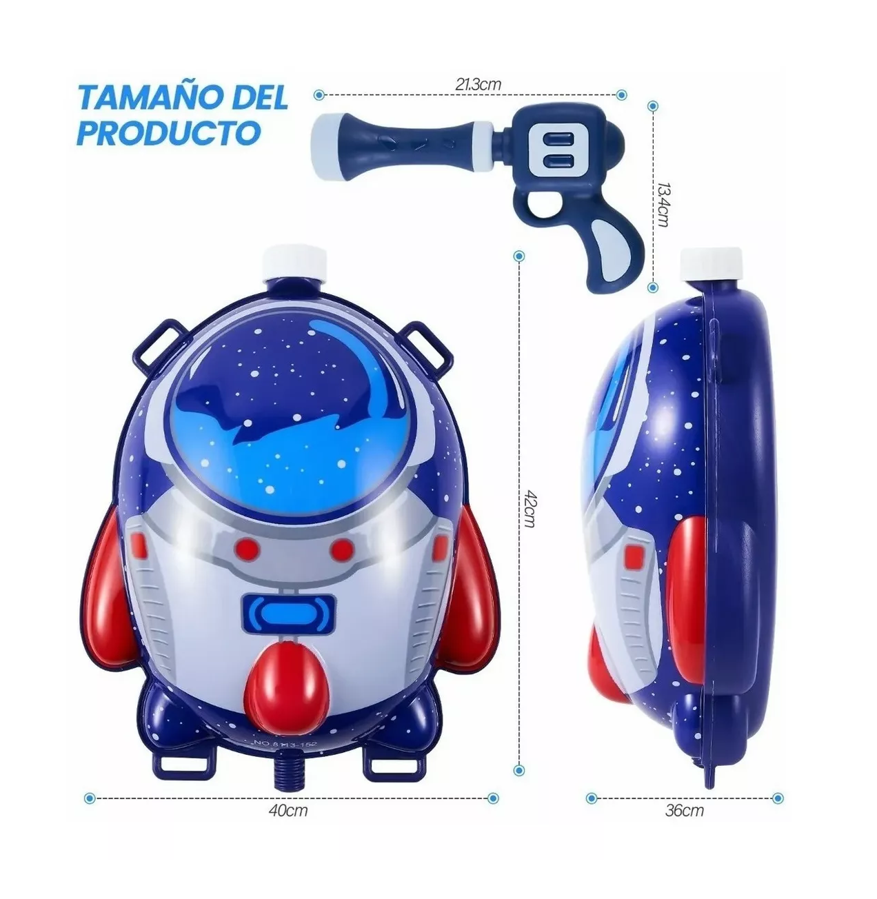 Foto 6 pulgar | Lanzador de Agua tipo Mochila Belug para Niños Nave Espacial Azul