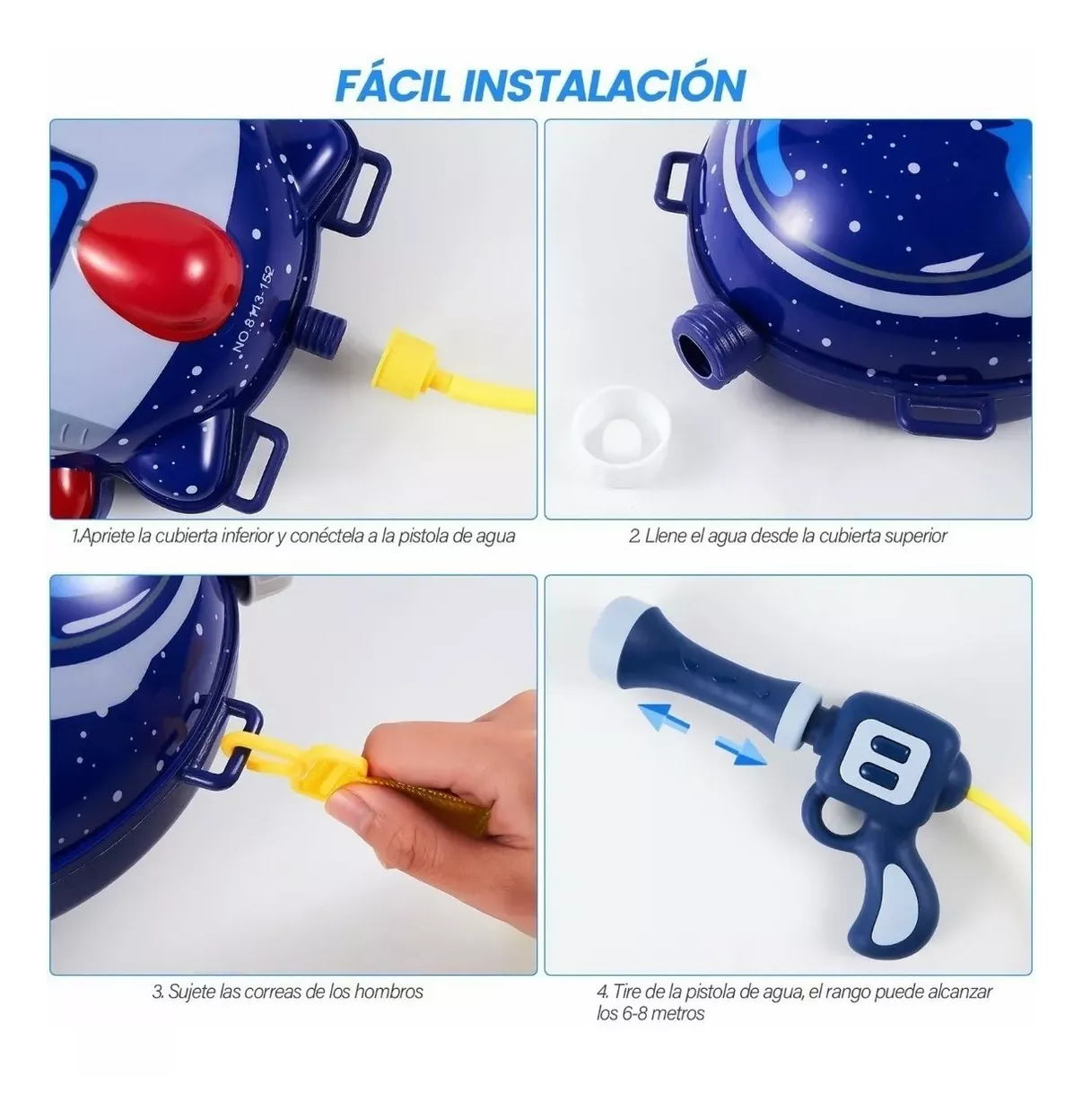 Foto 7 pulgar | Lanzador de Agua tipo Mochila Belug para Niños Nave Espacial Azul