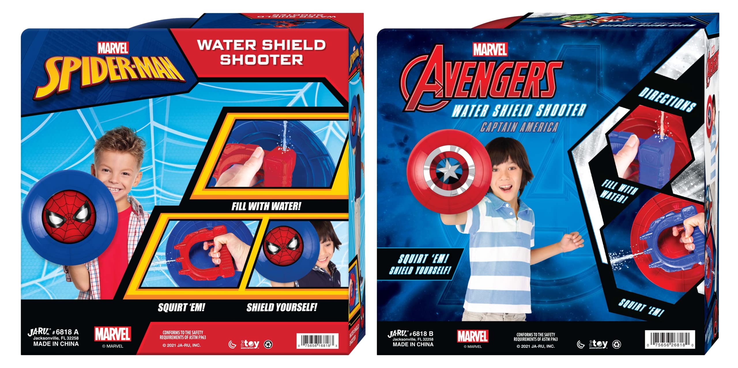 Foto 6 | Water Gun Blaster Ja-ru Marvel Avengers Spiderman y Captain America Shield 2 Unidades - Venta Internacional