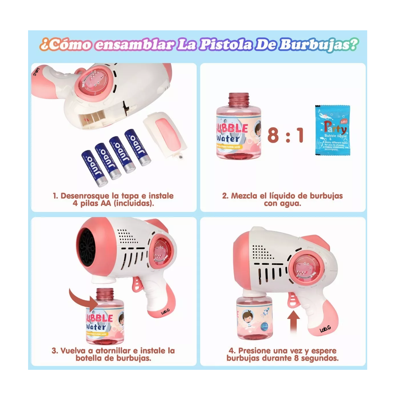 Foto 3 pulgar | Maquina Con Solución Burbujas Juguete Rosa/blanco