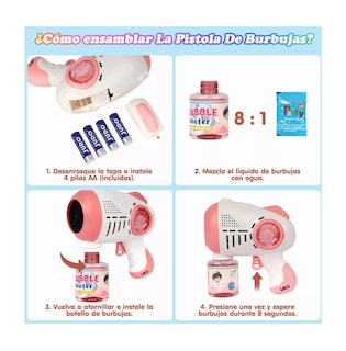 Foto 2 | Maquina Con Solución Burbujas Juguete Rosa/blanco