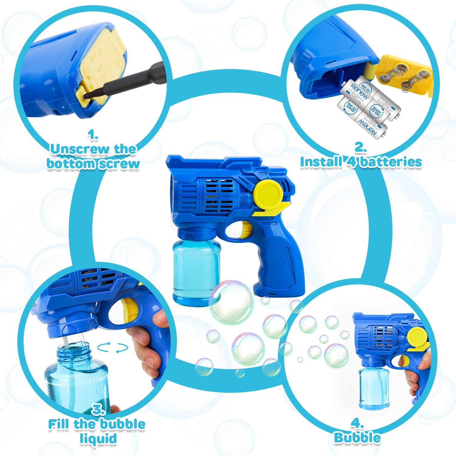 Foto 5 | Paquete De 3 Pistolas Bubble Guns Toy Life Para Niños Con Soluciones De Burbujas - Venta Internacional.