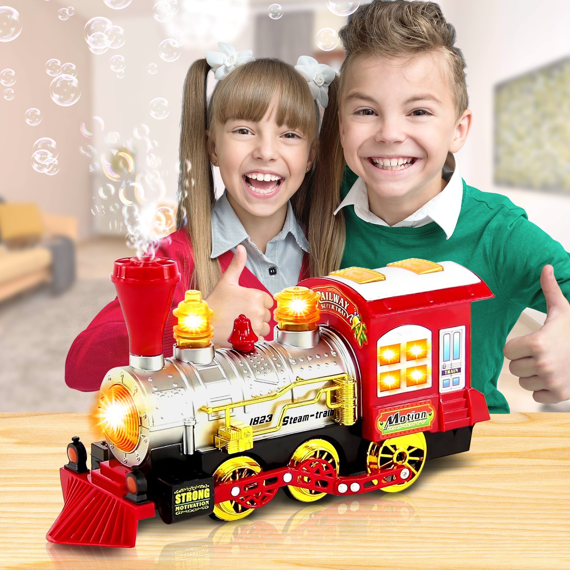 Foto 3 pulgar | Tren De Juguete Para Soplar Burbujas Artcreativity Con Luces Y Sonidos - Venta Internacional.