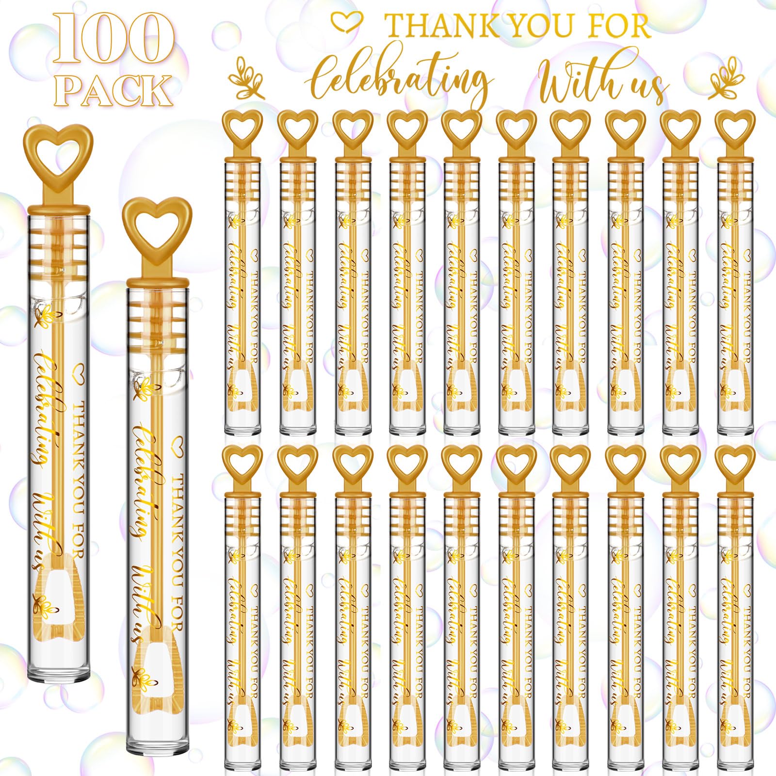 Foto 2 pulgar | Wedding Bubble Wands Sappy, 100 Unidades, Regalos Para Fiestas De Boda - Venta Internacional.