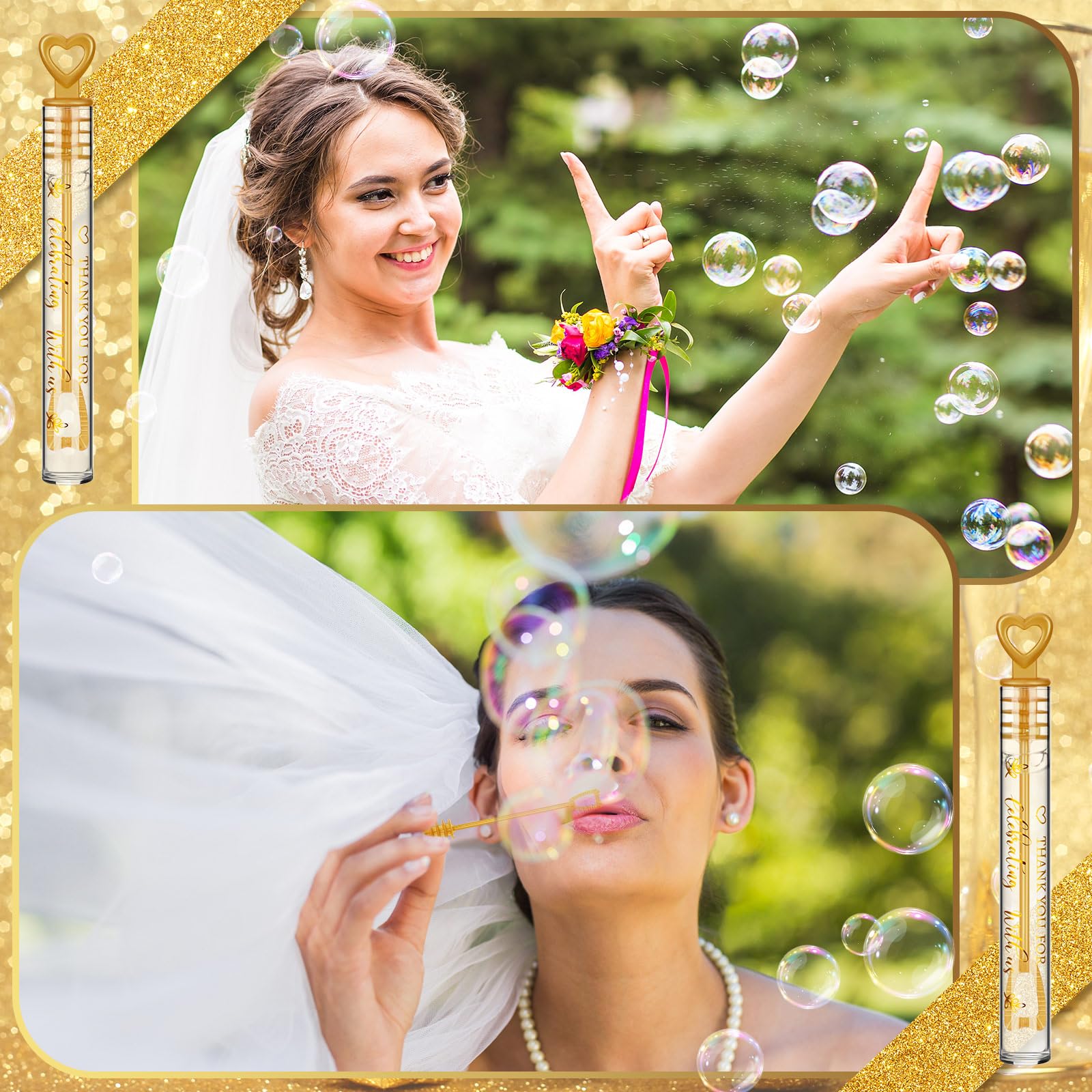 Foto 5 pulgar | Wedding Bubble Wands Sappy, 100 Unidades, Regalos Para Fiestas De Boda - Venta Internacional.