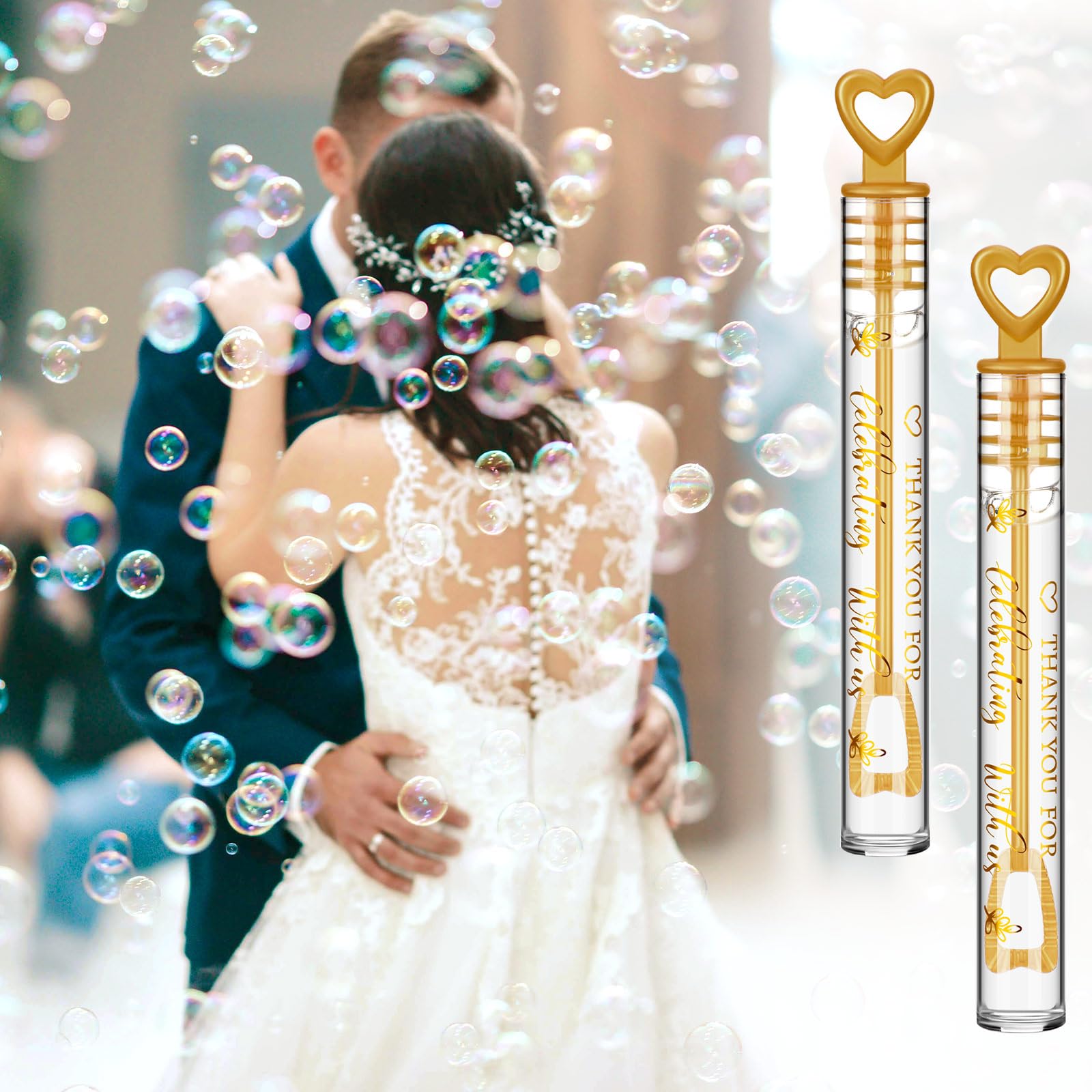 Foto 6 pulgar | Wedding Bubble Wands Sappy, 100 Unidades, Regalos Para Fiestas De Boda - Venta Internacional.