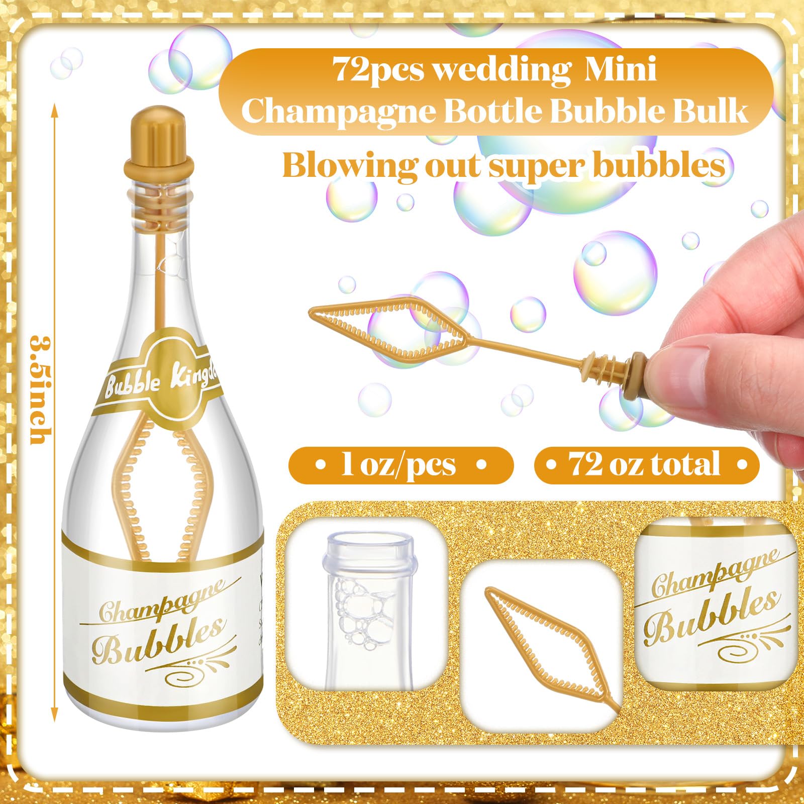 Foto 4 pulgar | Wedding Bubble Wands Sappy, 72 Unidades, Regalos De Fiesta A Granel, Champán - Venta Internacional.