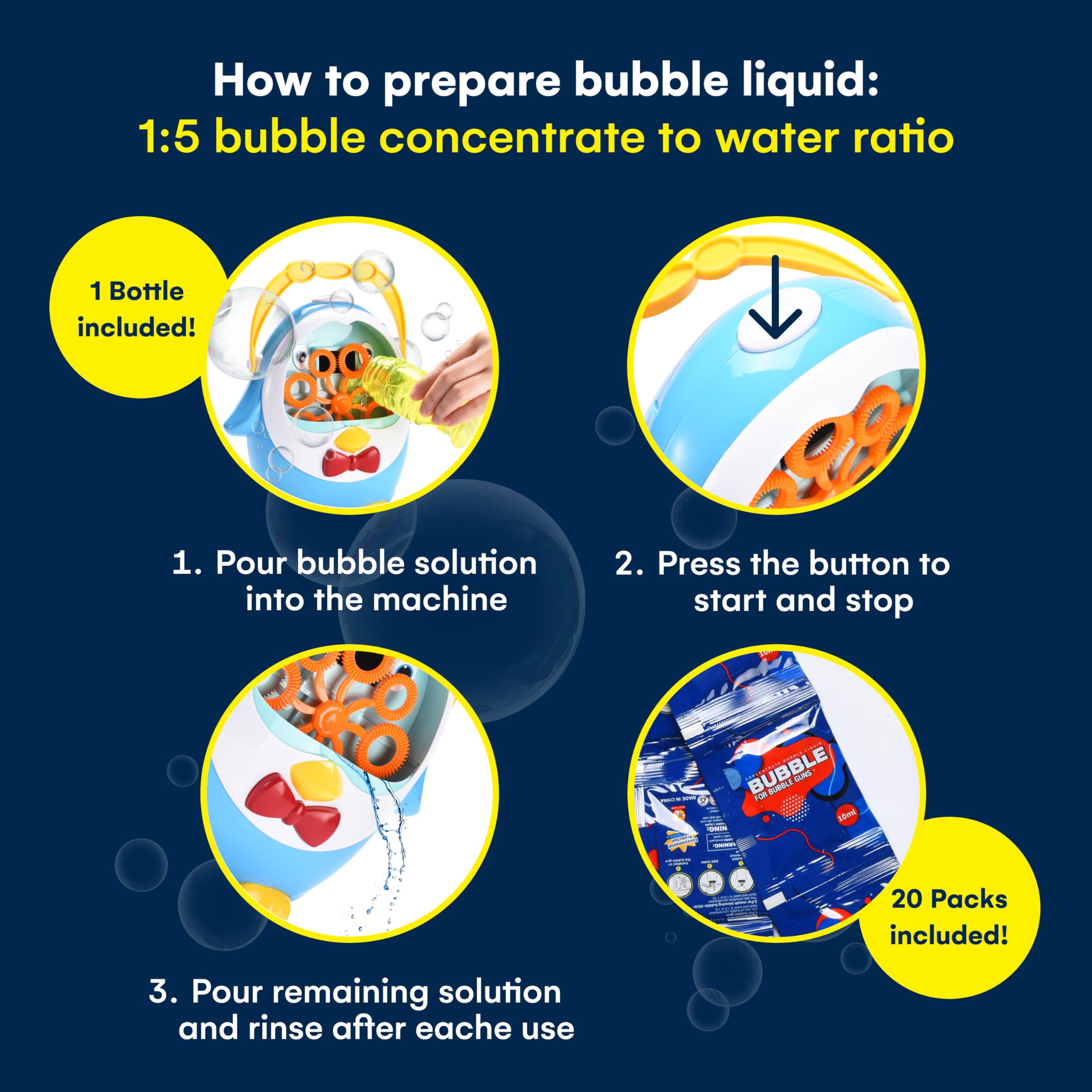 Foto 6 pulgar | Máquina De Burbujas Kidzlane Penguin Sopla 500 Burbujas/min Para Niños De 3 Años O Más - Venta Internacional.