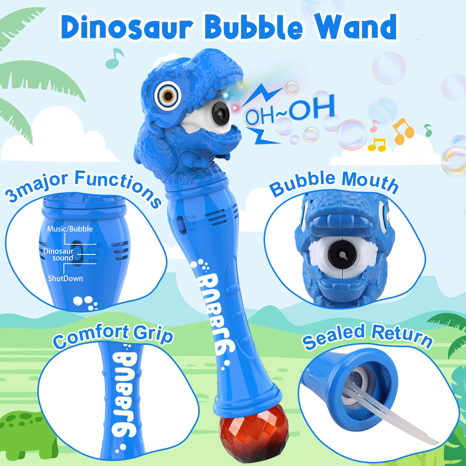 Foto 5 pulgar | Bubble Wand Toy Britik Bubble Blower, Diseño De Dinosaurio, Azul - Venta Internacional.