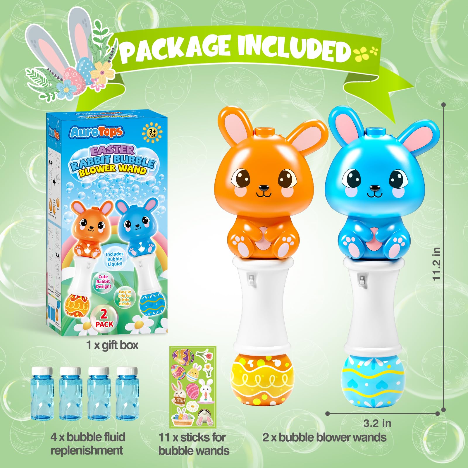 Foto 3 pulgar | Bubble Wands Aurotops, Paquete De 2 Unidades Con Luz Para Niños Y Solución - Venta Internacional.