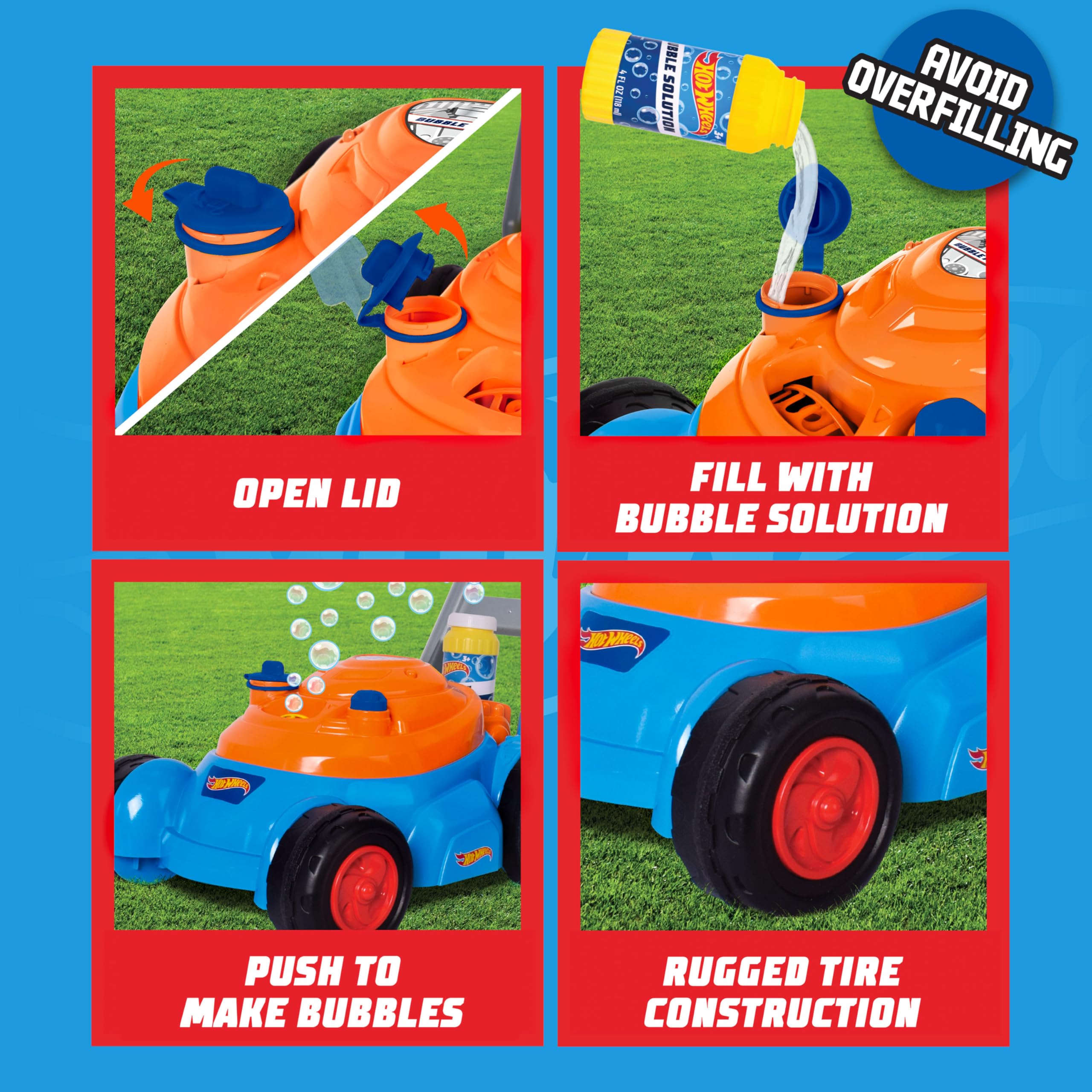 Foto 3 pulgar | Cortadora De Césped Bubble Hot Wheels Para Niños Pequeños Con Solución De Burbujas - Venta Internacional.