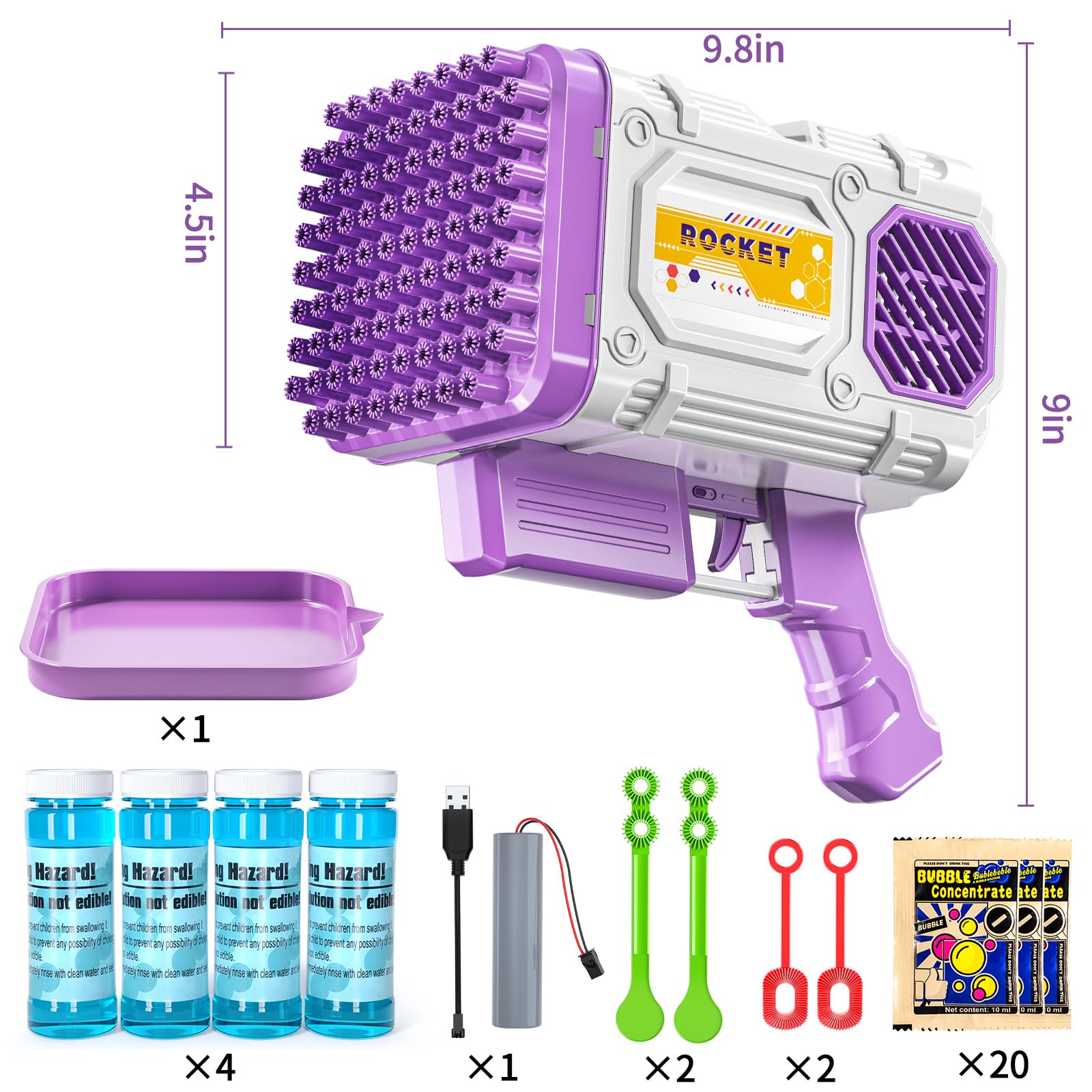 Foto 2 | Ametralladora De Burbujas Temi De 86 Orificios Para Niños Con Solución Y Cargador - Venta Internacional.