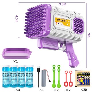 Foto 2 | Ametralladora De Burbujas Temi De 86 Orificios Para Niños Con Solución Y Cargador - Venta Internacional.