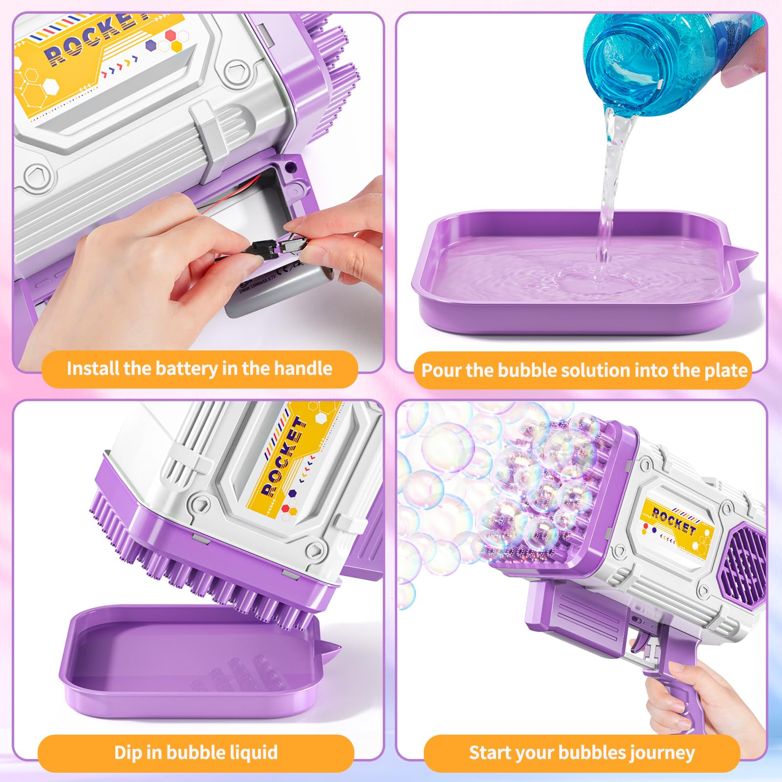Foto 5 pulgar | Ametralladora De Burbujas Temi De 86 Orificios Para Niños Con Solución Y Cargador - Venta Internacional.