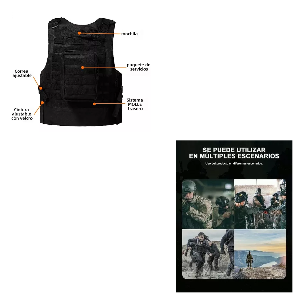 Foto 4 pulgar | Chaleco Táctico Militar Bolsos Removibles Negro