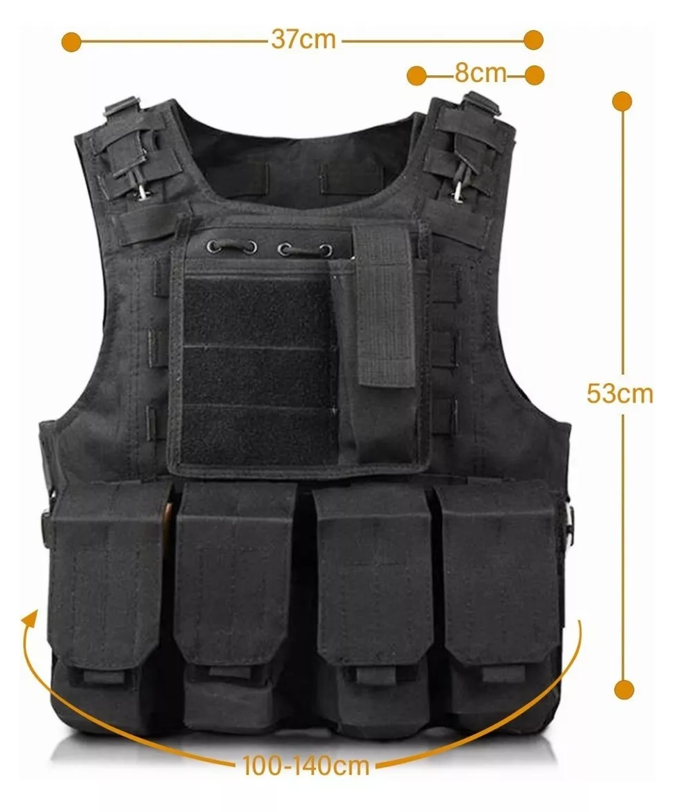 Foto 6 pulgar | Chaleco Táctico Militar Bolsos Removibles Negro