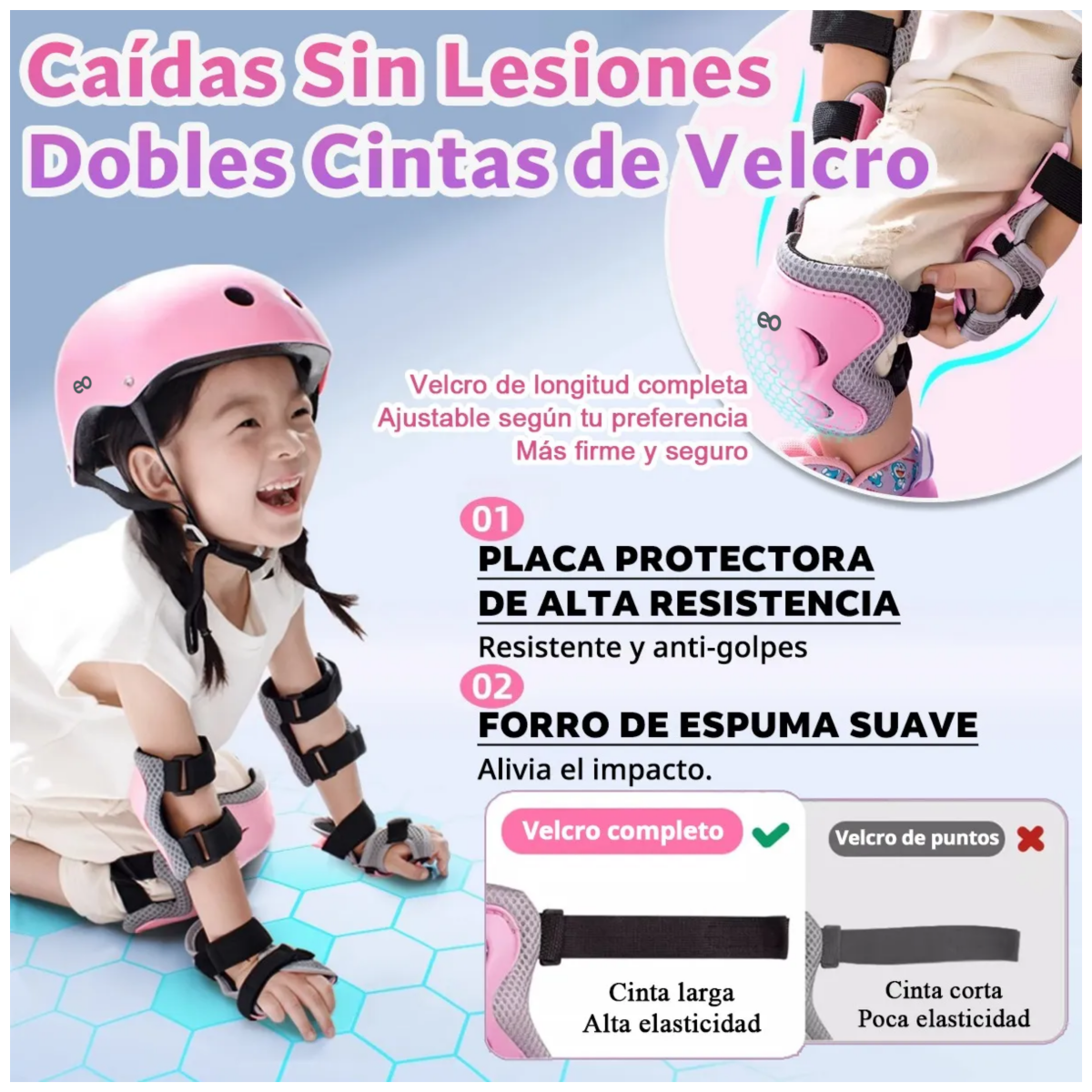 Foto 3 pulgar | Kit Protección Para Niños Casco Rodilleras 7pzas Eo Safe Imports Esi-18688 Color Rosa