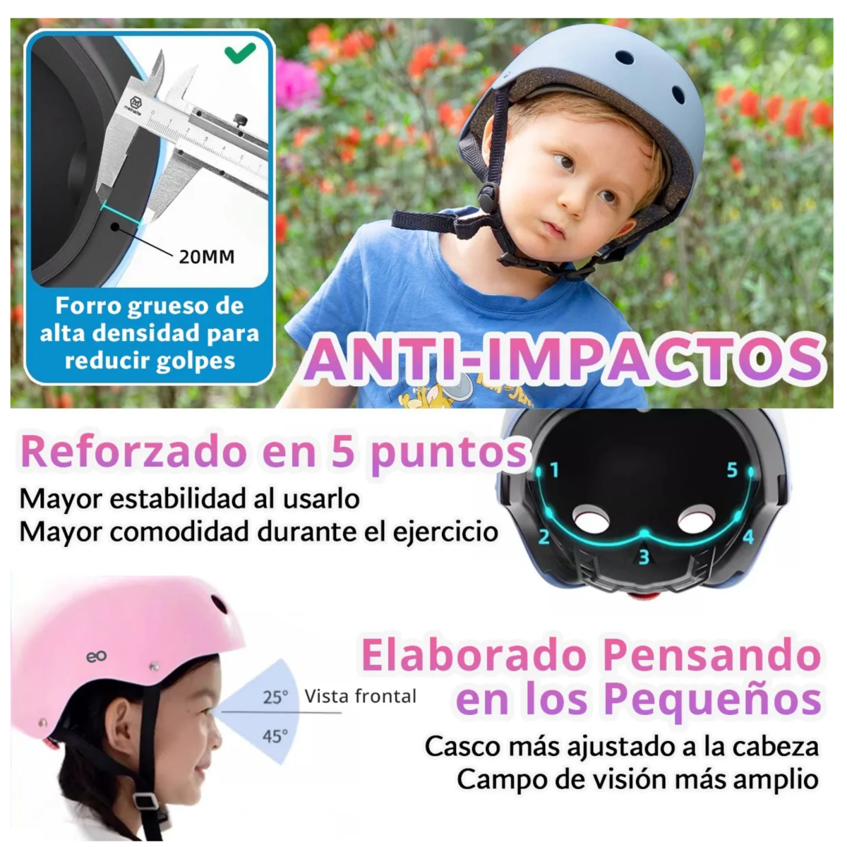 Foto 3 | Kit Protección Para Niños Casco Rodilleras 7pzas Eo Safe Imports Esi-18688 Color Rosa