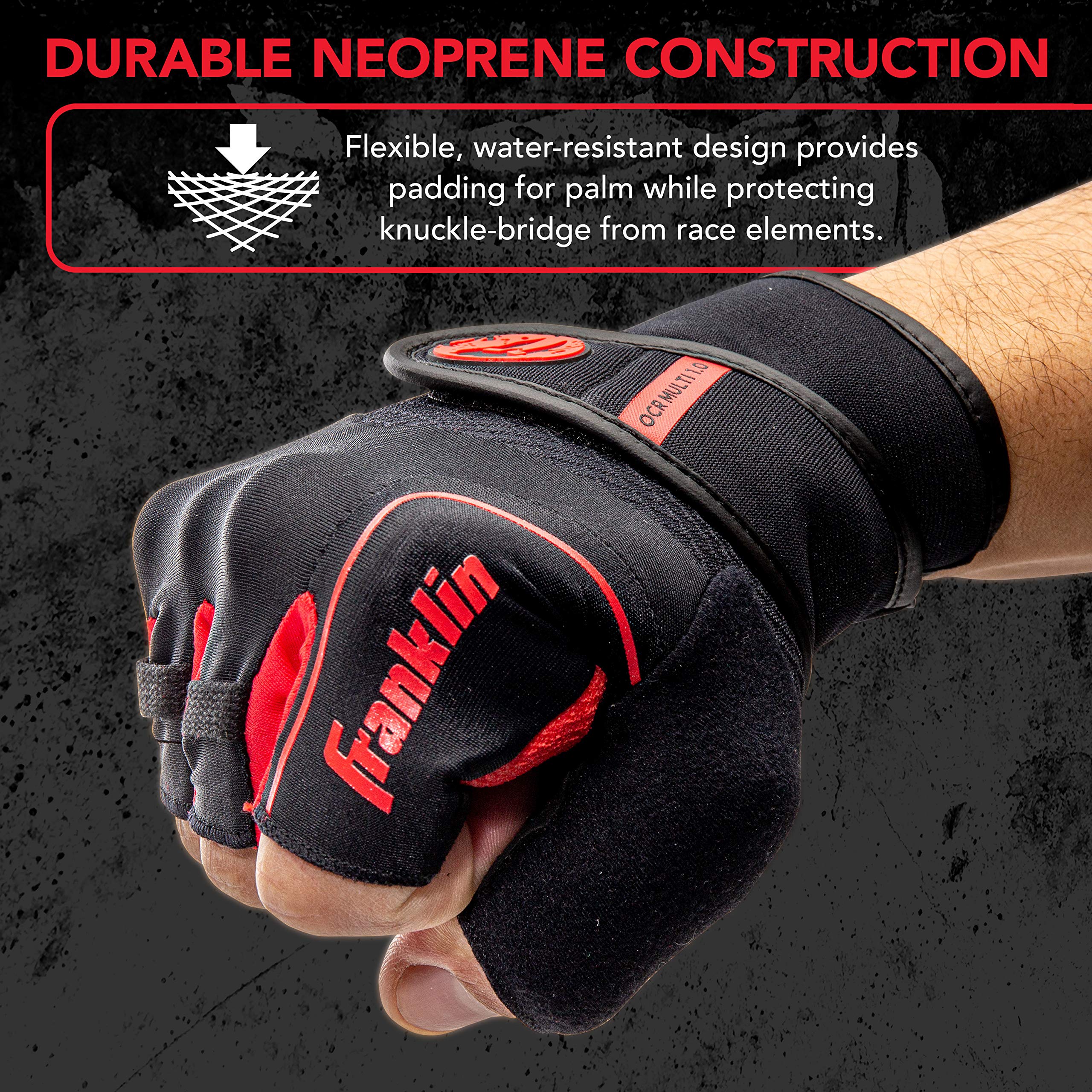 Foto 4 | Guantes Franklin Sports Spartan Race Para Hombre Y Mujer  Color Negro/rojo  Xxl - Venta Internacional.