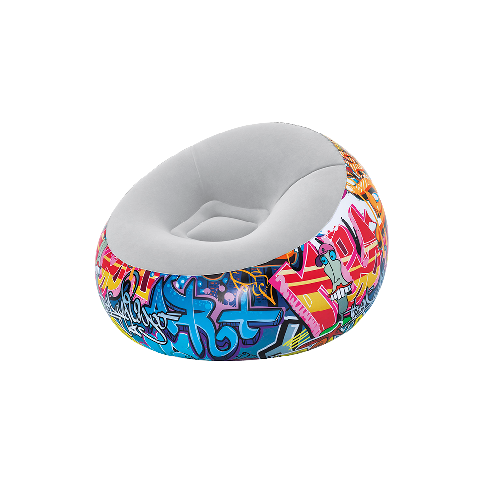 Sillón Puff Inflable Interior Bestway 75075 color Gris Aterciopelado Uso Exterior Puff Grafitti