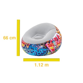 Foto 2 | Sillón Puff Inflable Interior Bestway 75075 color Gris Aterciopelado Uso Exterior Puff Grafitti