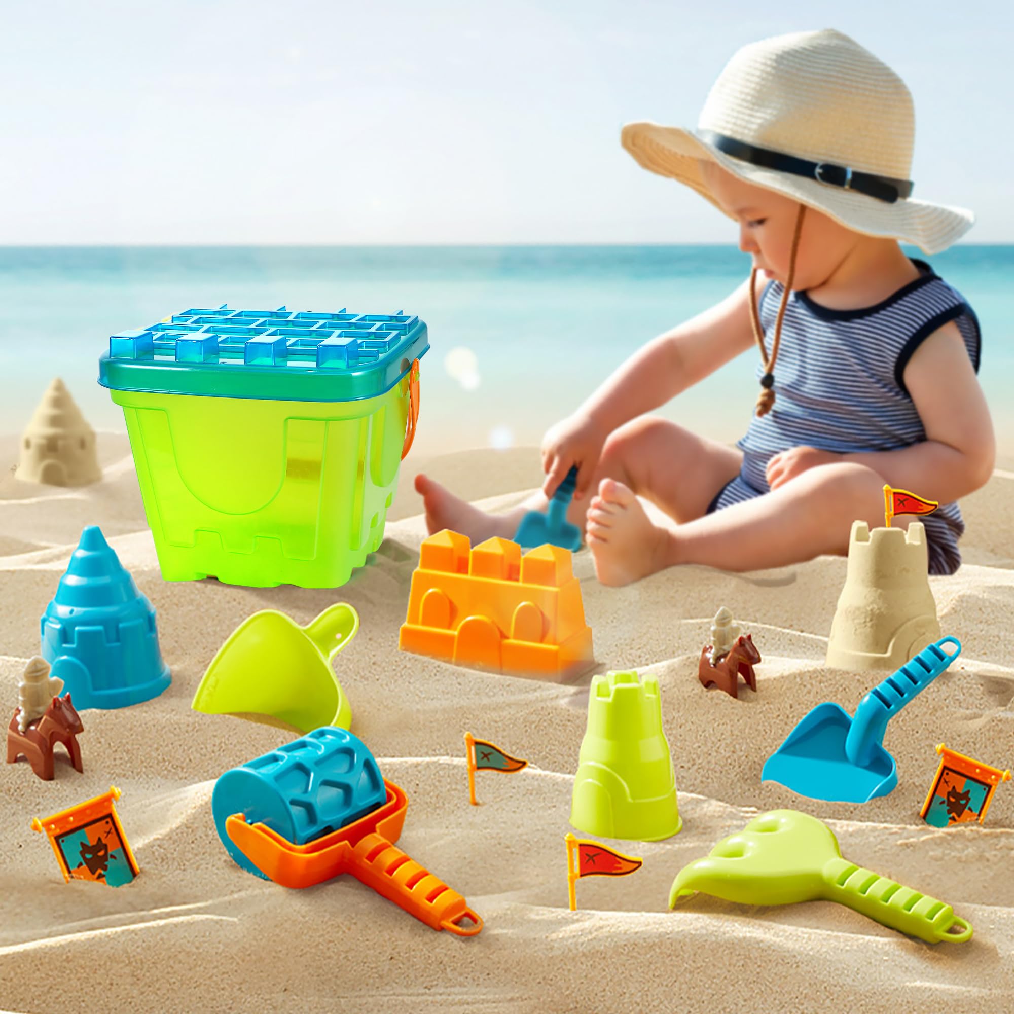 Juguete De Playa Iplay Ilearn Kids Con Cubo Tipo Castillo, Palas Y Molde - Venta Internacional.