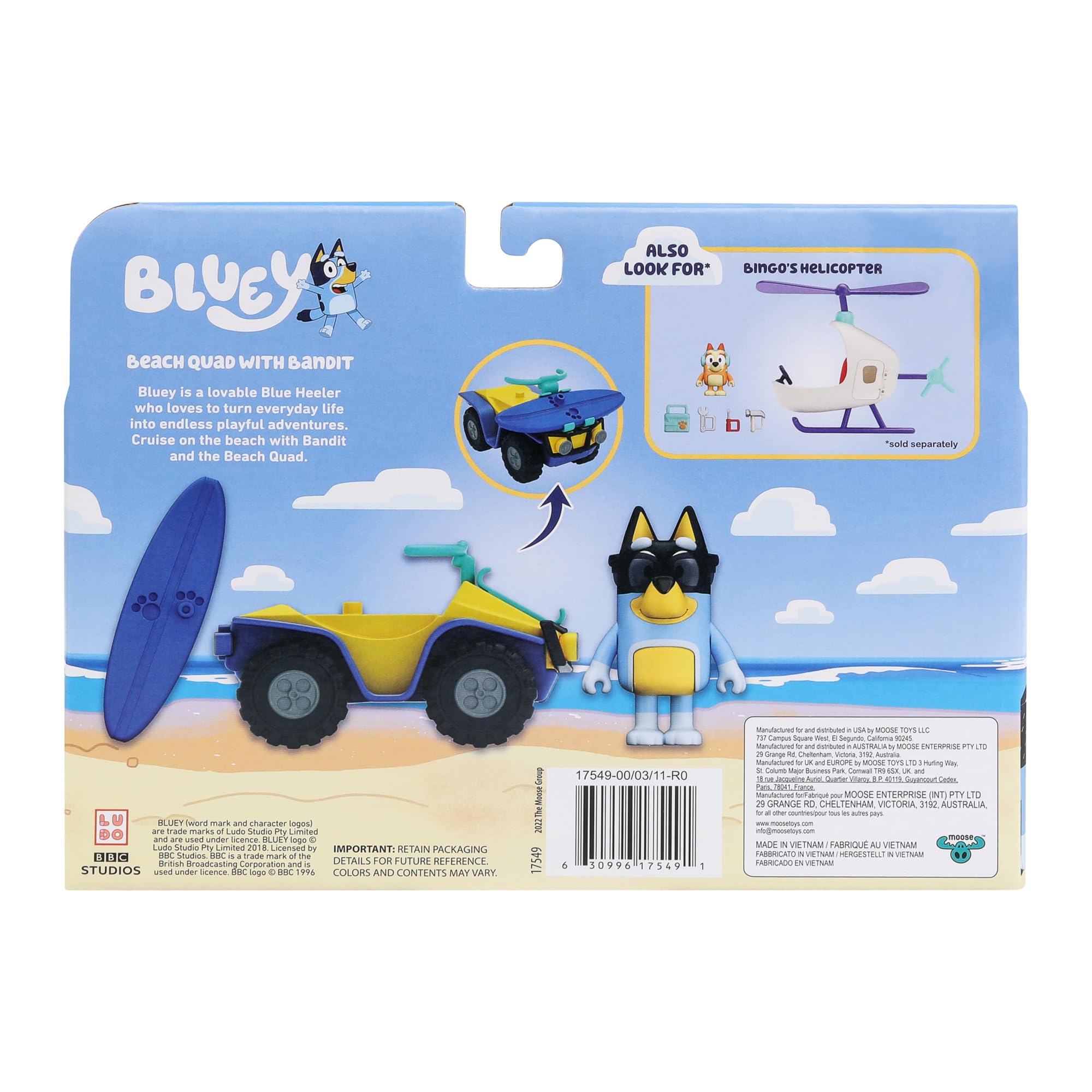 Foto 4 pulgar | Pack De Vehículos Y Figuras De Toy Bluey Beach Quad Con Bandit - Venta Internacional.