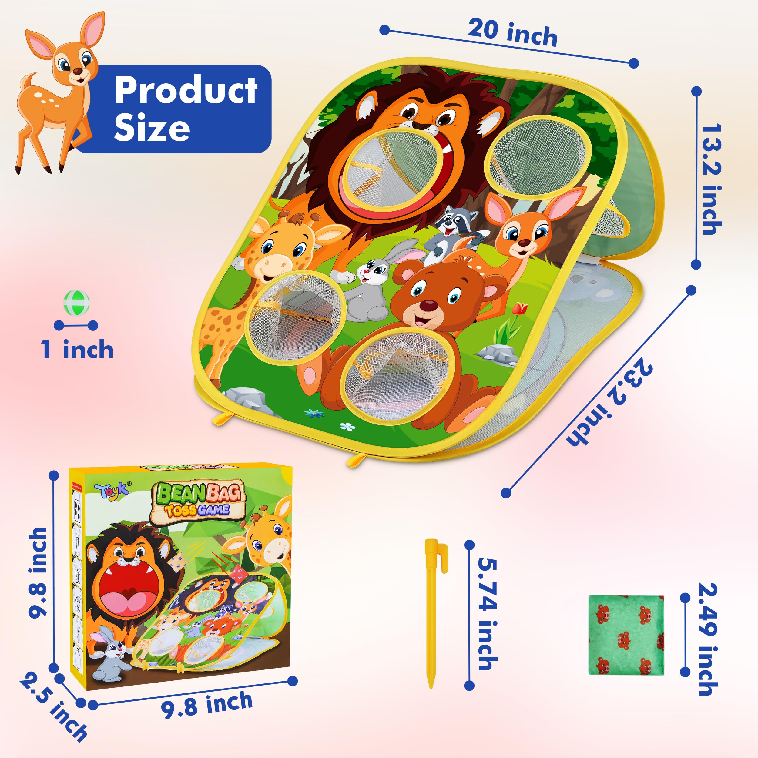 Foto 4 | Bean Bag Toss Game Toyk Animal Outdoor Para Niños De 3 A 6 Años - Venta Internacional.