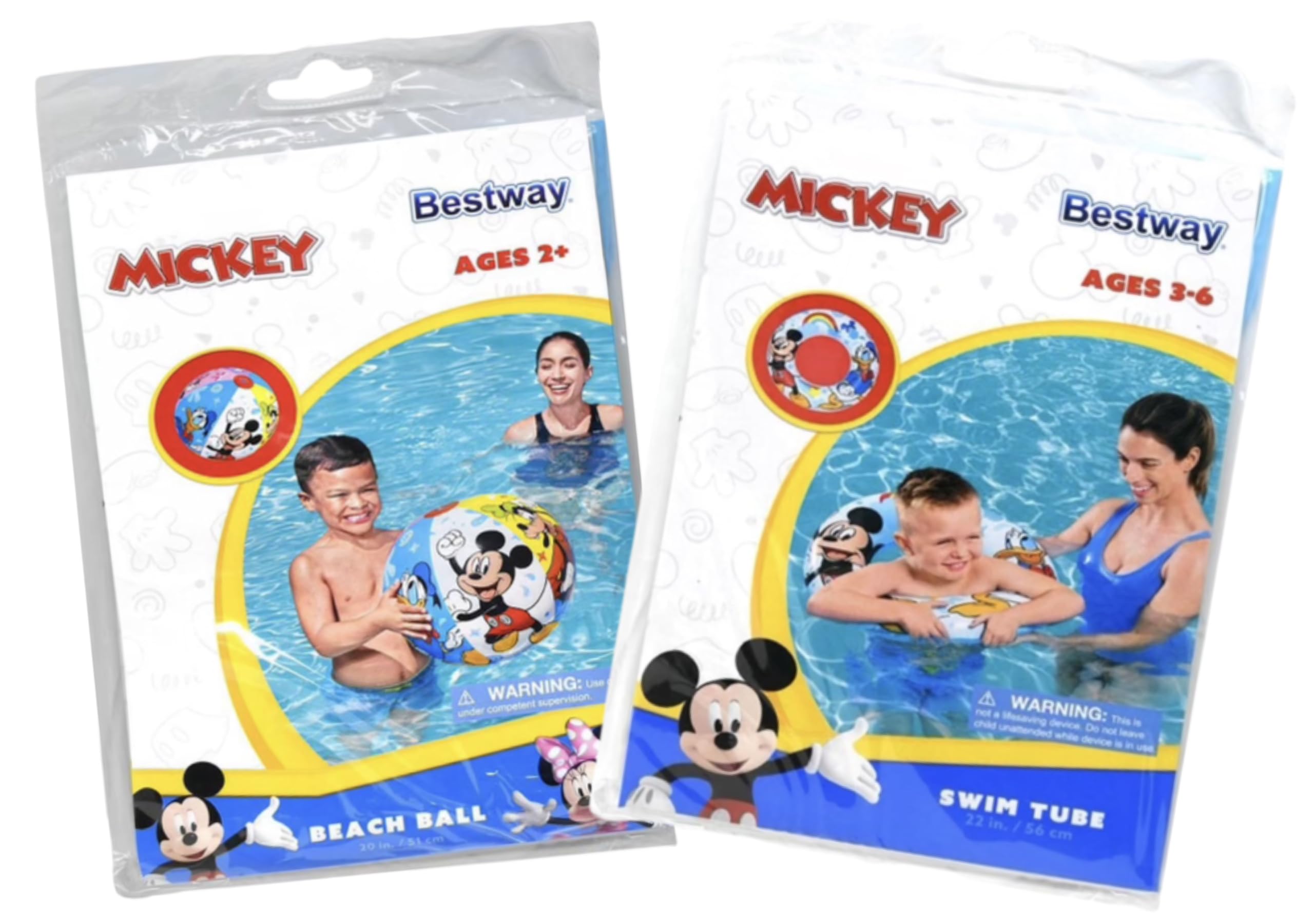 Paquete De Tubo De Natación Y Pelota De Playa Bestway Disney Mickey De 56 Cm - Venta Internacional.