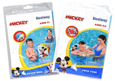 Foto 1 | Paquete De Tubo De Natación Y Pelota De Playa Bestway Disney Mickey De 56 Cm - Venta Internacional.