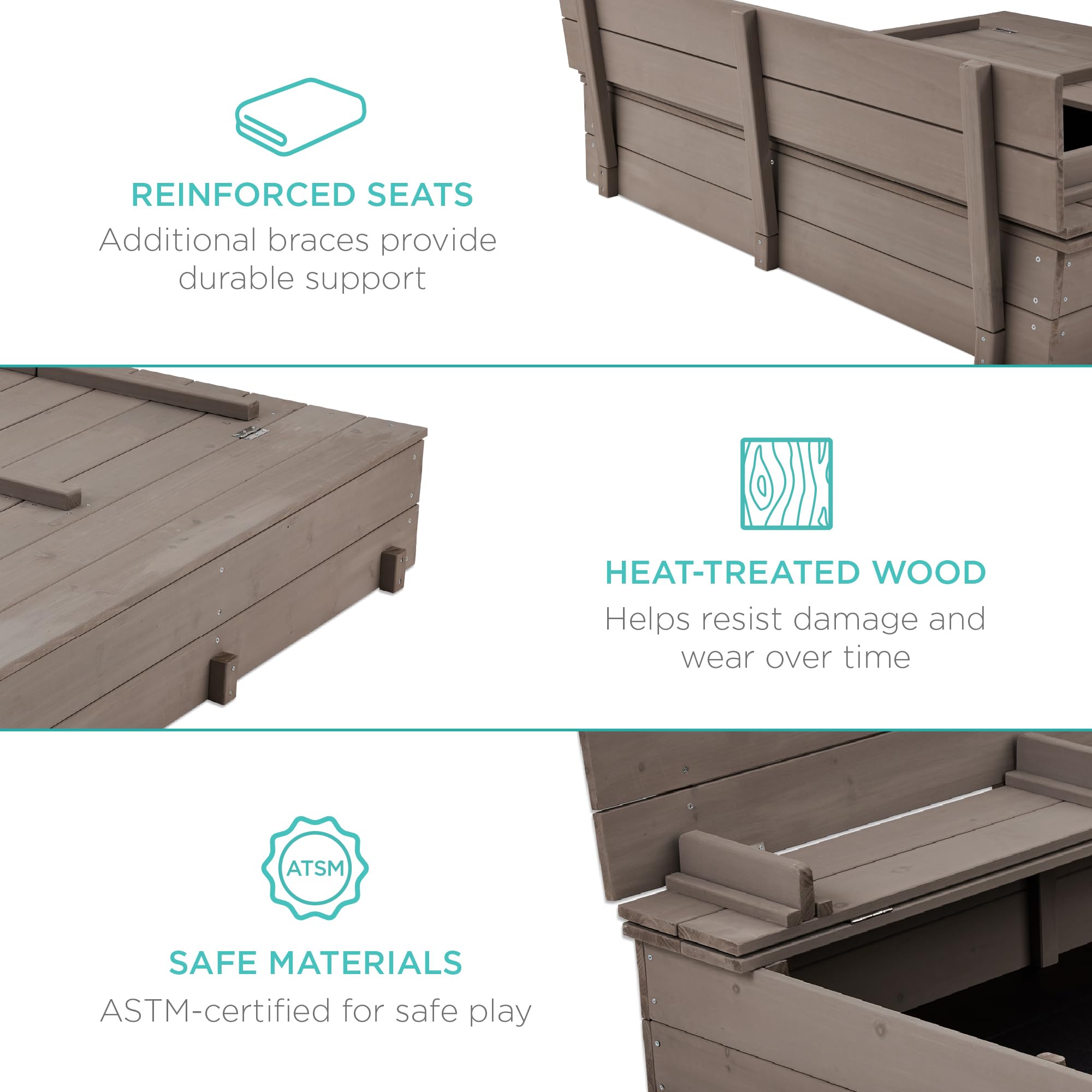 Foto 5 pulgar | Sandbox Best Choice Products Para Niños, Madera, Exterior, Con Banco - Venta Internacional.