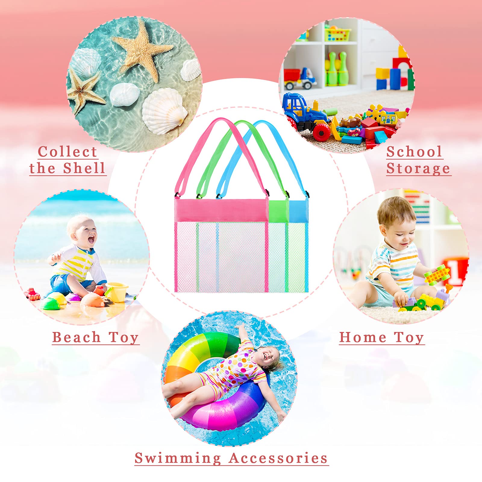 Foto 6 pulgar | Bolsa Organizadora De Juguetes Frienda Seashell Para Playa, Paquete De 15 - Venta Internacional.