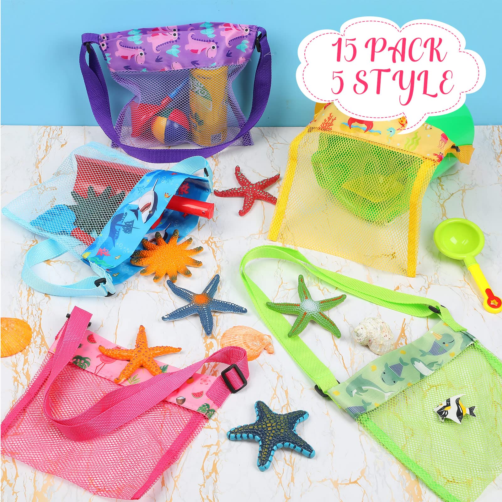 Foto 6 | Bolsa Organizadora De Juguetes Frienda Seashell Para Playa, Paquete De 15 - Venta Internacional.