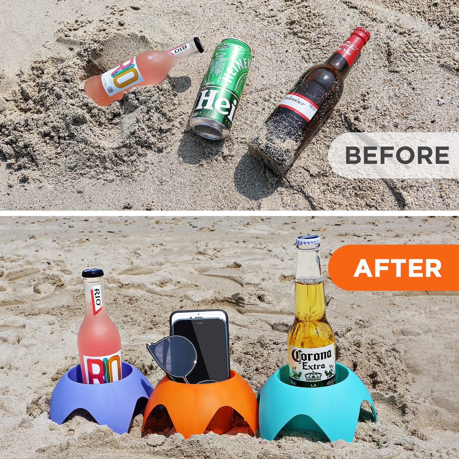 Foto 4 | Posavasos Para Bebidas Beach Sand  Paquete De 5  Multicolores - Venta Internacional.